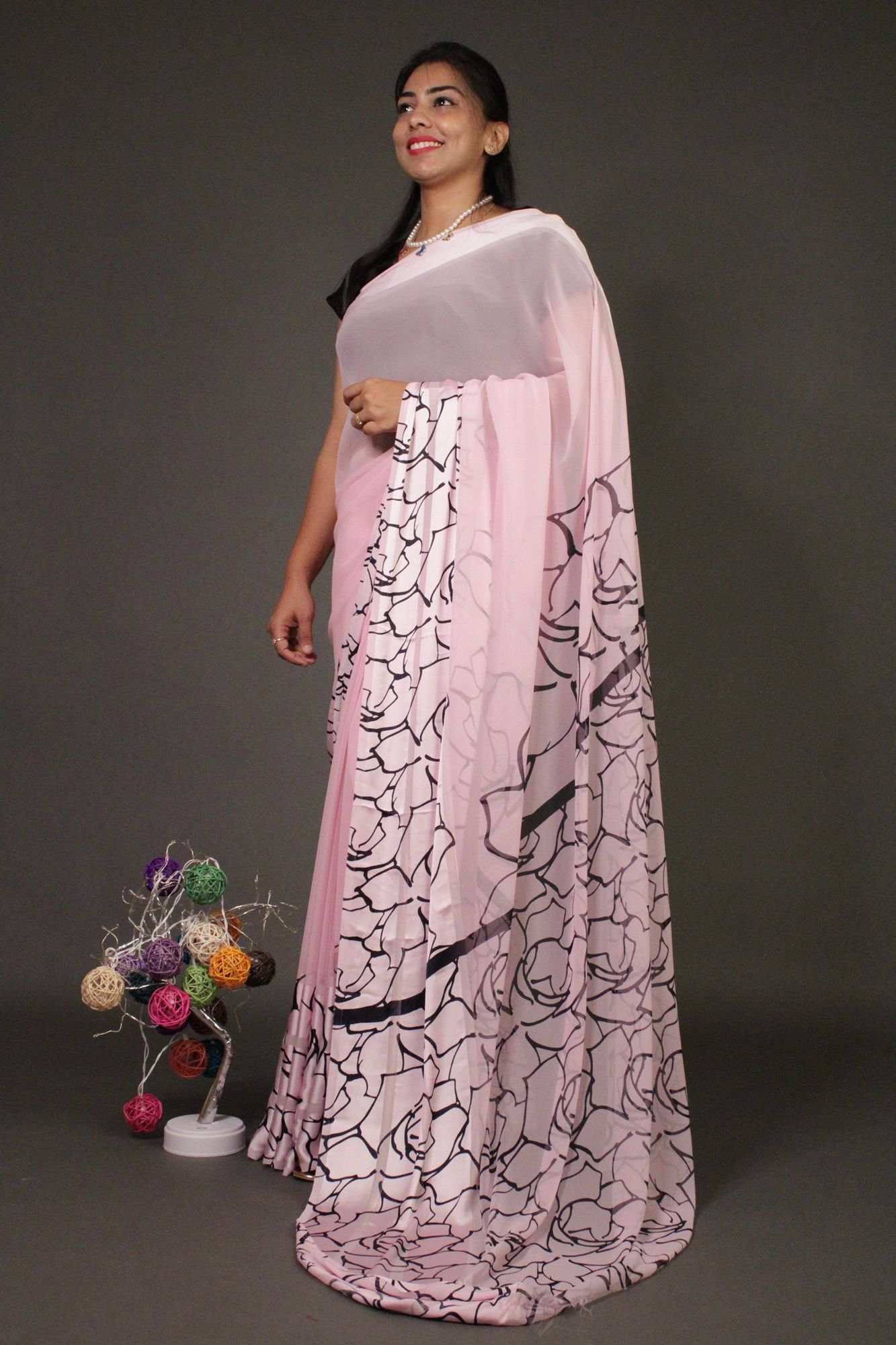 Light Pink Soft Georgette Wrap in 1 minute saree - Isadora Life Online Shopping Store