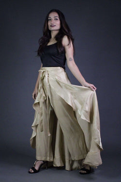 Classy & comfy beige apple silk pant skirt - Isadora Life Online Shopping Store
