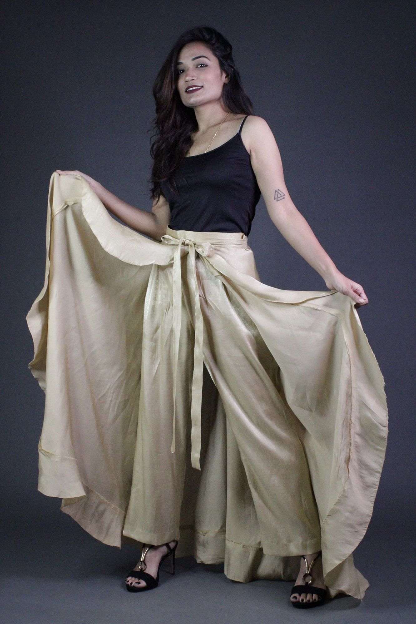 Classy & comfy beige apple silk pant skirt - Isadora Life Online Shopping Store