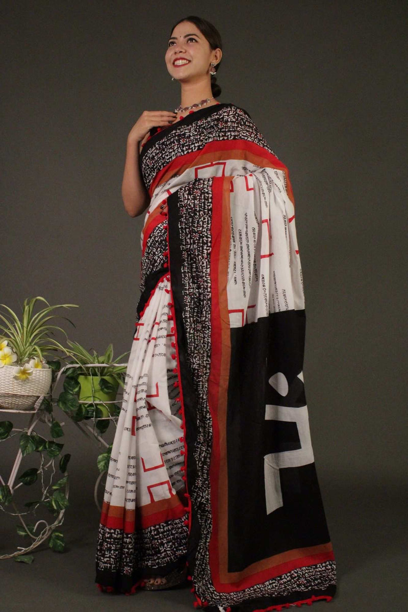 Ikkat & ajrakh jaipuri mul mul wrap in 1 min sari - Isadora Life Online Shopping Store