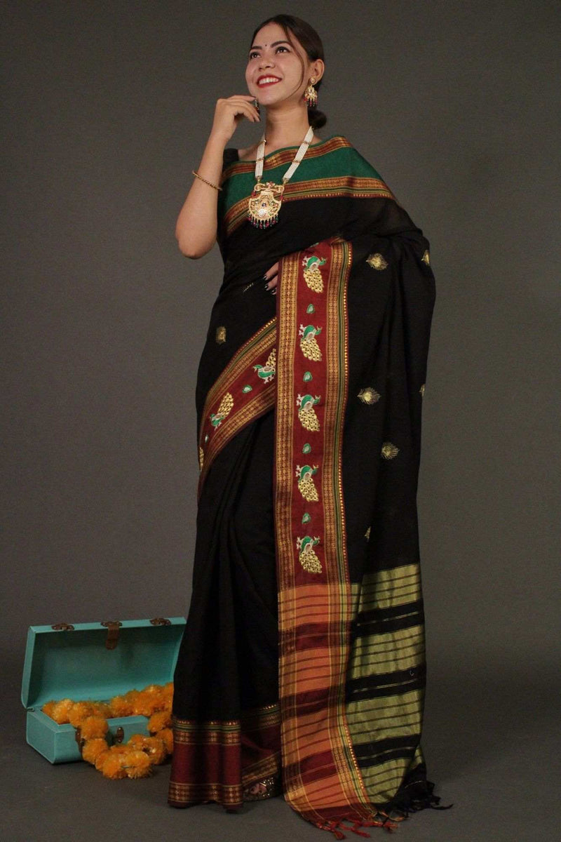 South Embroidered Wrap in 1 minute Saree with Zari Border - Isadora Life Online Shopping Store