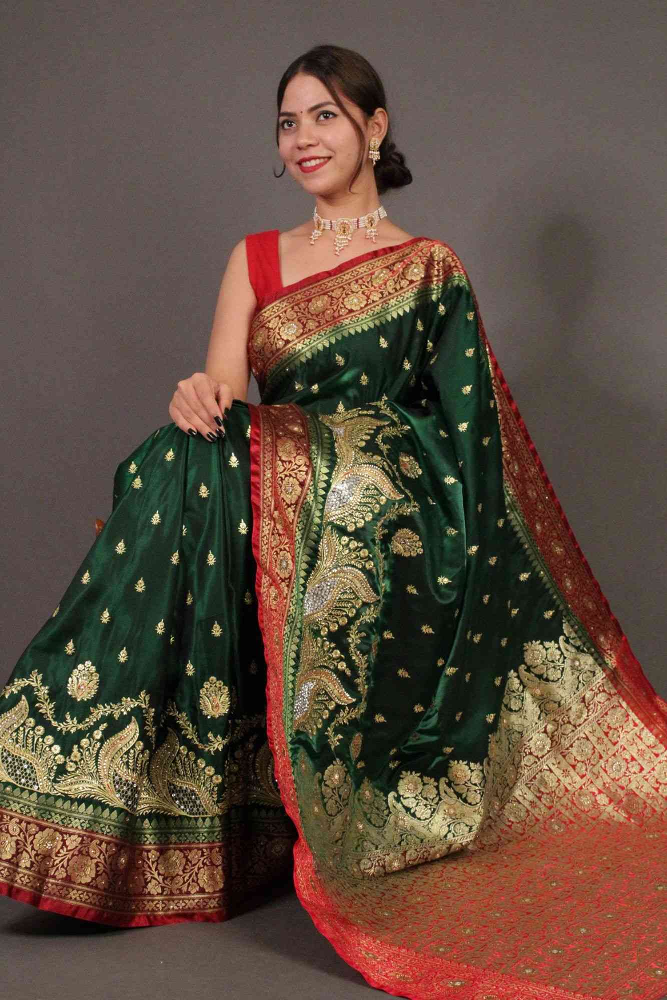 Buy sawan sarees Woven Bollywood Georgette Green Sarees Online @ Best Price  In India | Flipkart.com