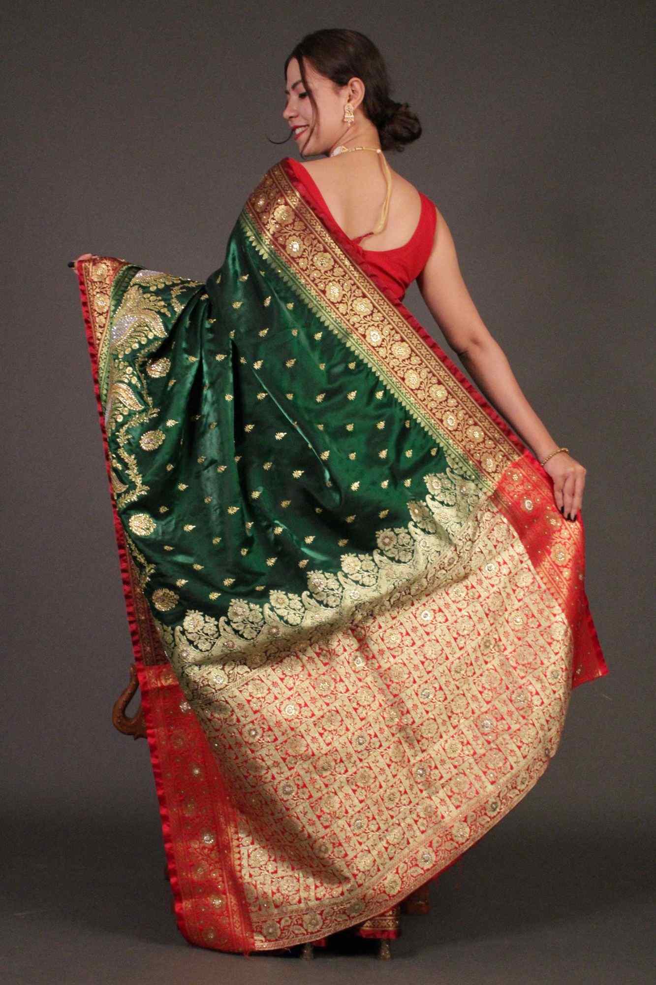 Buy Magnificent Organza Silk Red Colored Stones Work Saree Party Wear Online  at Best Price | Cbazaar