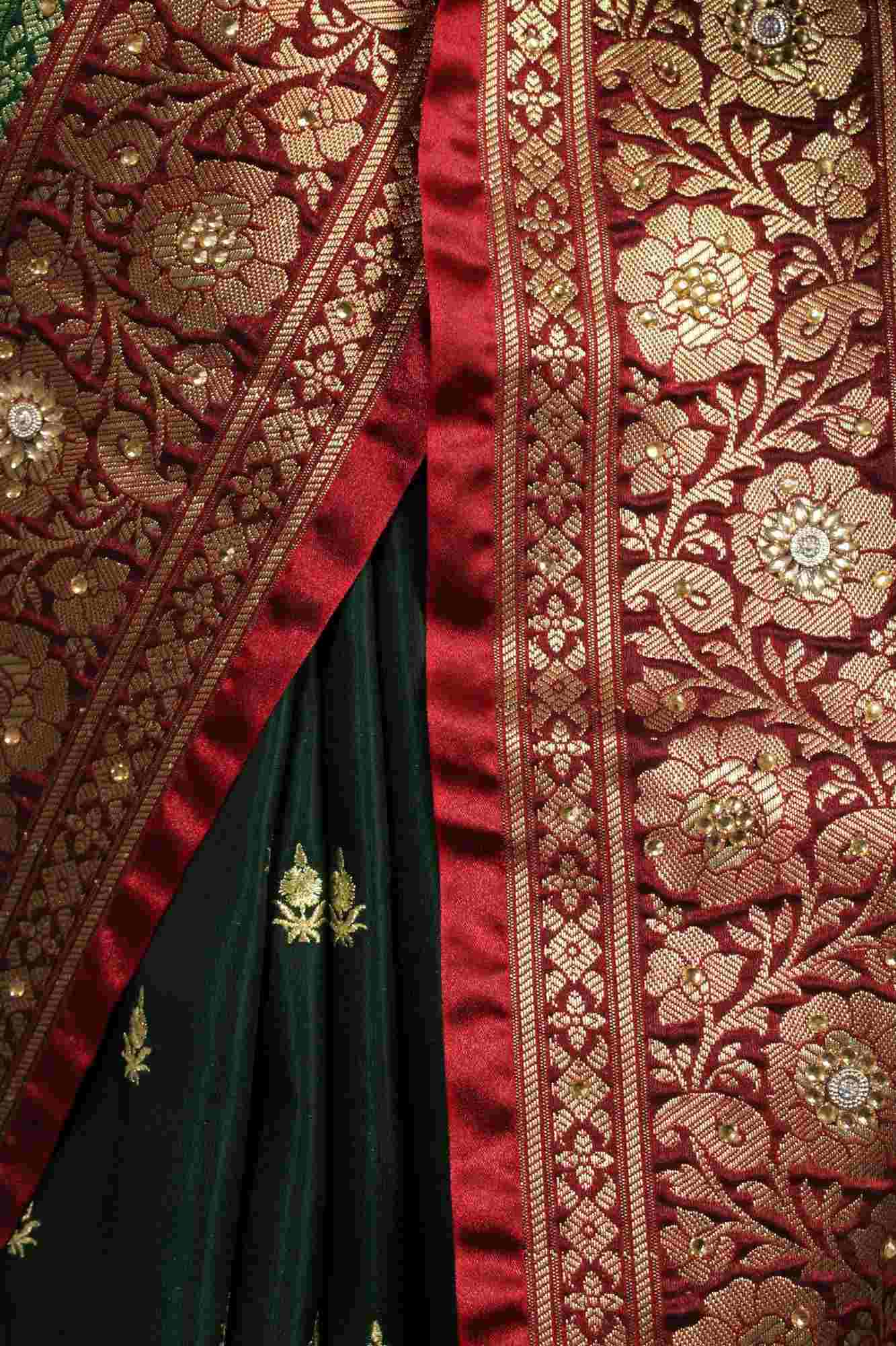 Buy Heavy Banarasi embroidery Jaal Stone work Silk Saree at Amazon.in