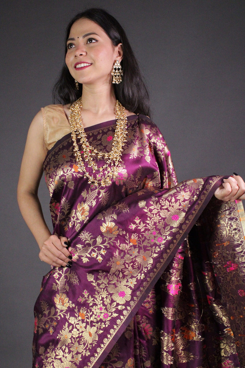 Banarasi Silk with Zari Woven Wrap in 1 minute Saree - Isadora Life Online Shopping Store