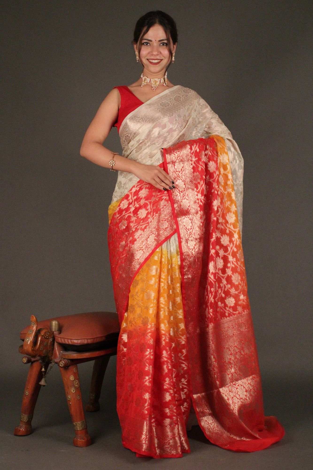 Festive and light weight dybal georgette silk one minute ready to wear saree with readymade blouse - Isadora Life Online Shopping Store