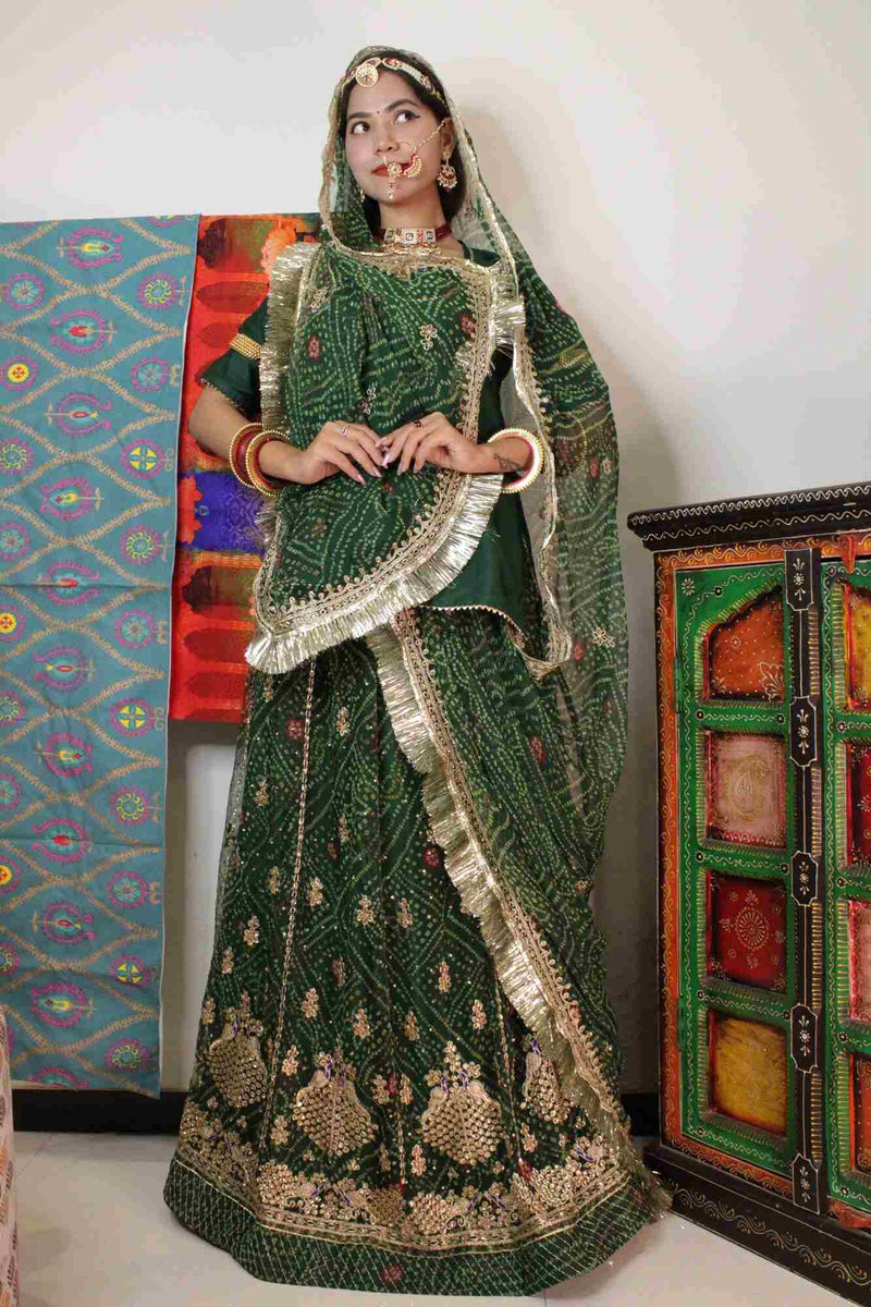 Crimson Green Traditional Fully Stitched, Ready to Wear Rajasthani Rajputi Poshak - Isadora Life Online Shopping Store