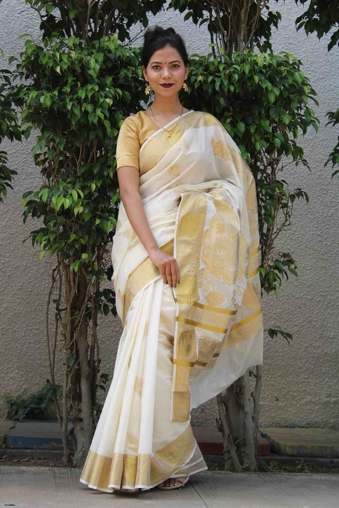 Kasavu Sarees Printed - Buy Kasavu Sarees Printed online in India