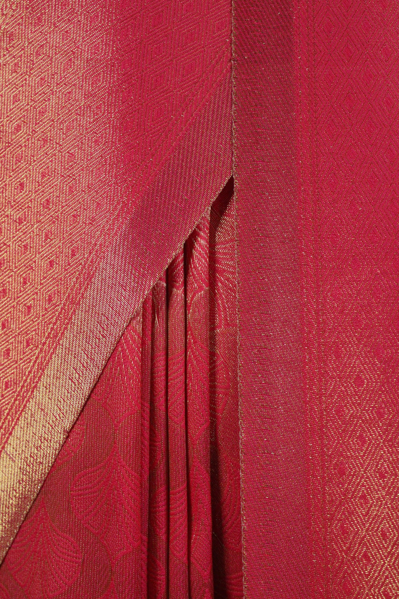 Pink & Gold-Toned Woven Banarasi Wrap in 1 minute saree - Isadora Life Online Shopping Store