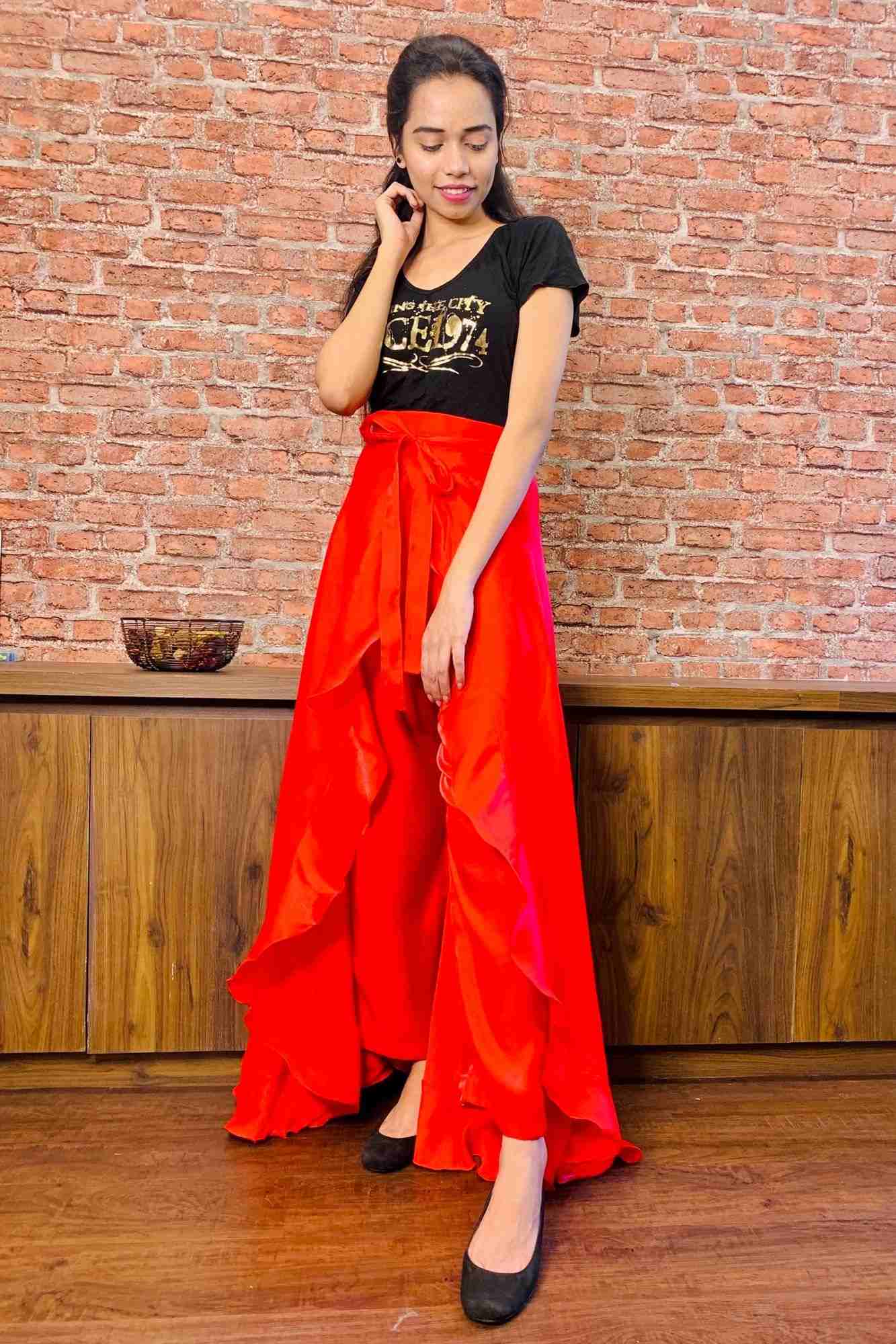 Classy & comfy red apple silk pant skirt - Isadora Life Online Shopping Store
