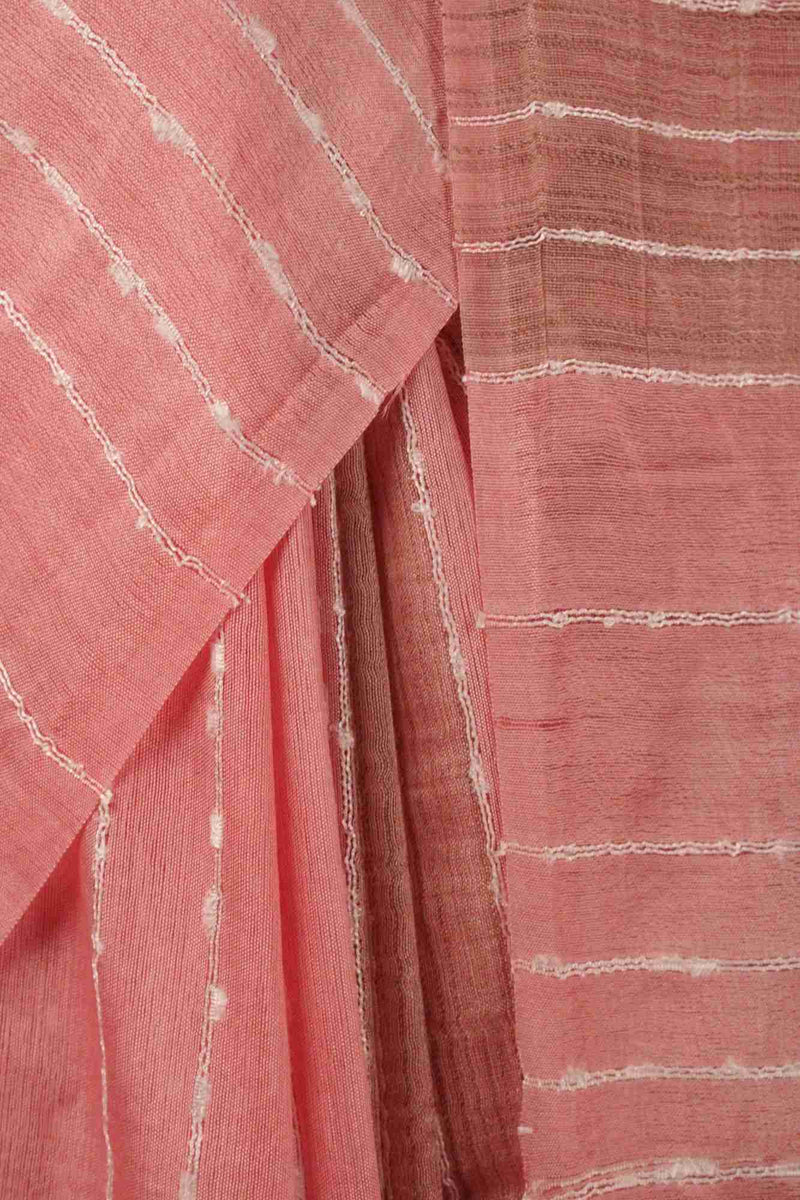 Peachy peach Katan Silk with Resham weaving all over Wrap in 1 minute saree - Isadora Life Online Shopping Store