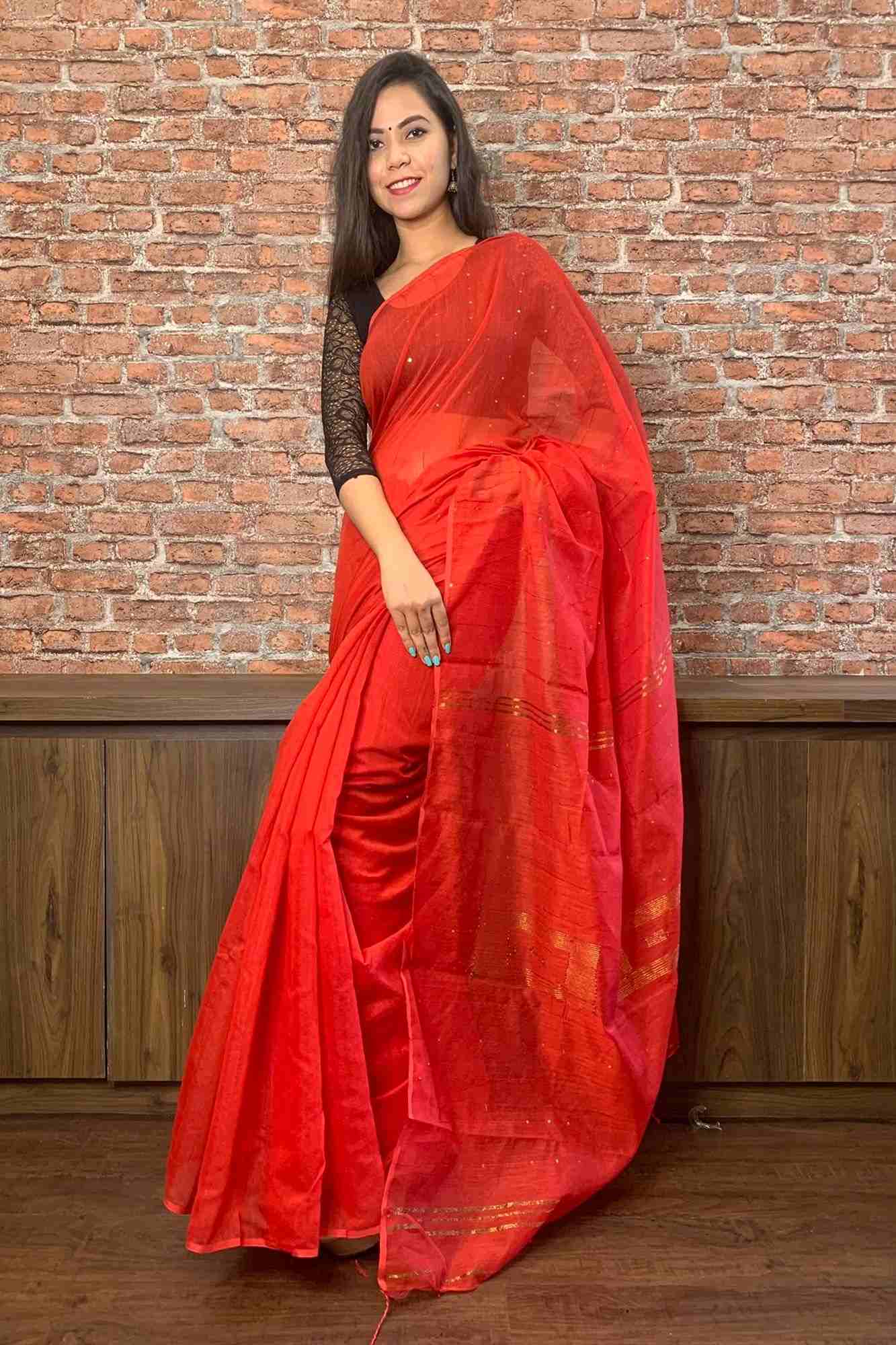 Handloom bengal soft tant with tiny sequins wrap in 1 minute saree - Isadora Life Online Shopping Store