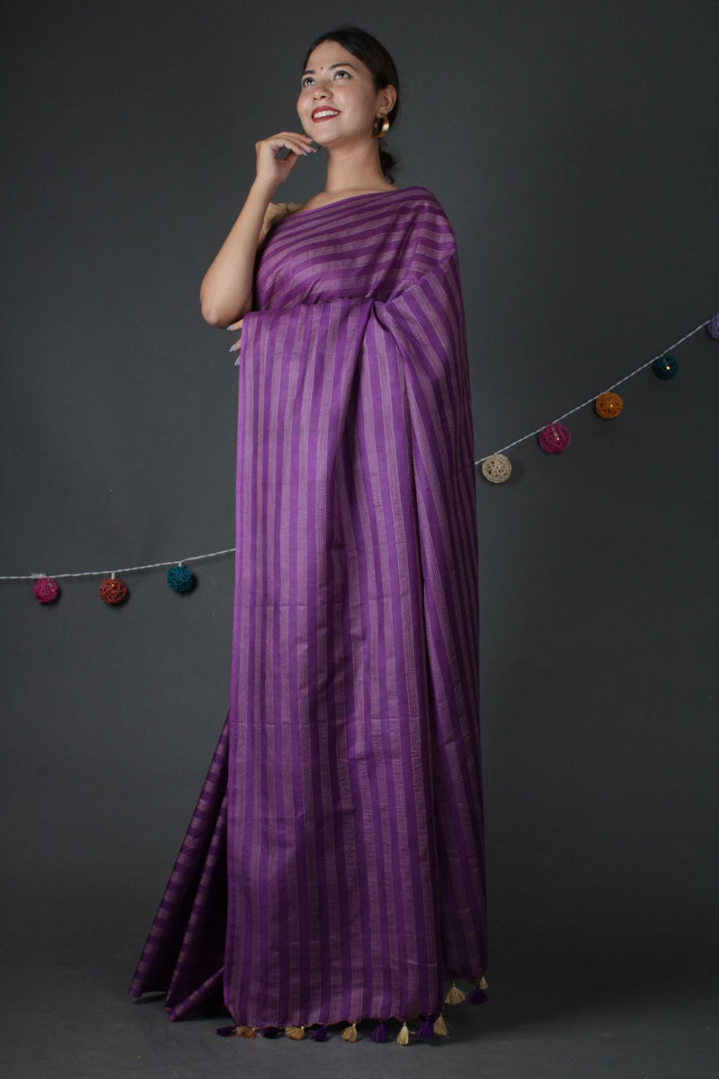 Purple royal Kota Viscose Shibori Style Formal look Wrap in 1 minute saree - Isadora Life Online Shopping Store