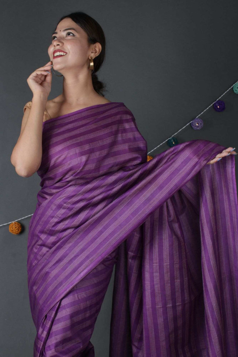 Purple royal Kota Viscose Shibori Style Formal look Wrap in 1 minute saree - Isadora Life Online Shopping Store