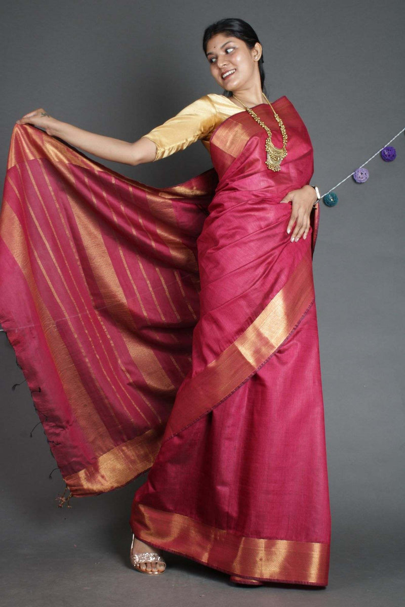 Manglagiri Copper Pinkish tinge festive Zari Woven Wrap in 1 minute saree - Isadora Life Online Shopping Store