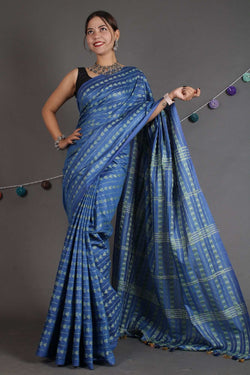 Beautiful Classy and Sophisticated soft blue kota silk with resham stitch all over Wrap in 1 minute saree - Isadora Life Online Shopping Store