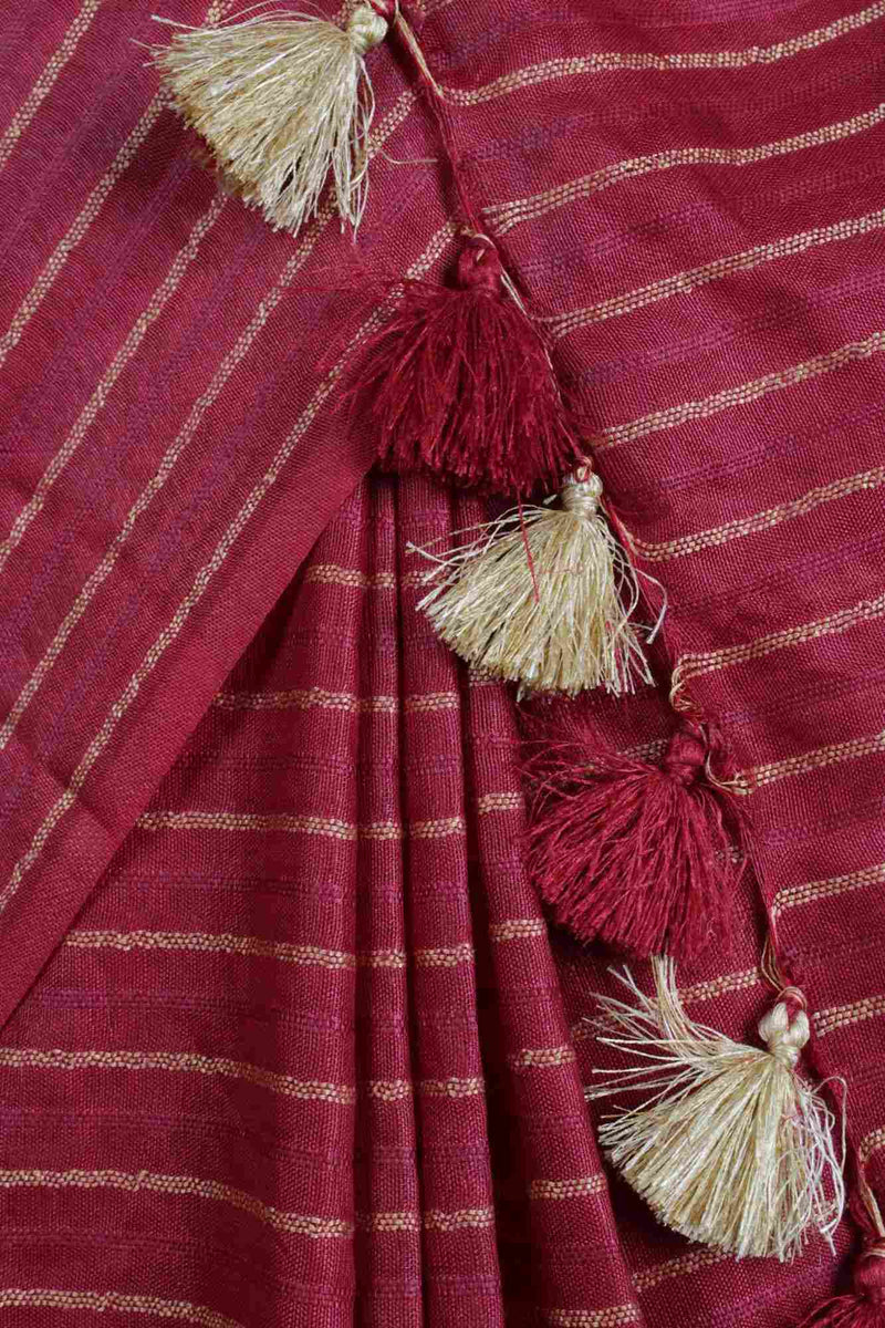 Maroon Katan Silk Resham Weaving all over Wrap in 1 minute saree - Isadora Life Online Shopping Store