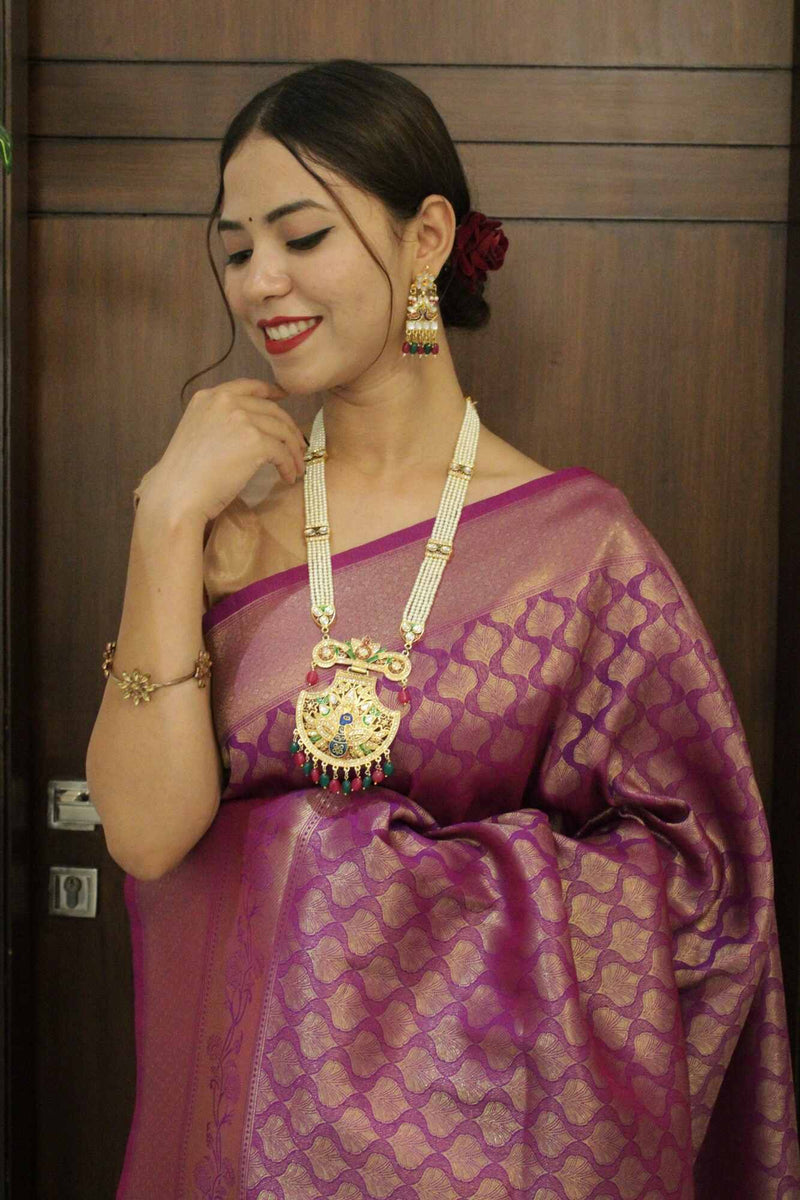 Purple Kanchipuram Raw Silk Wrap in 1 minute saree - Isadora Life Online Shopping Store