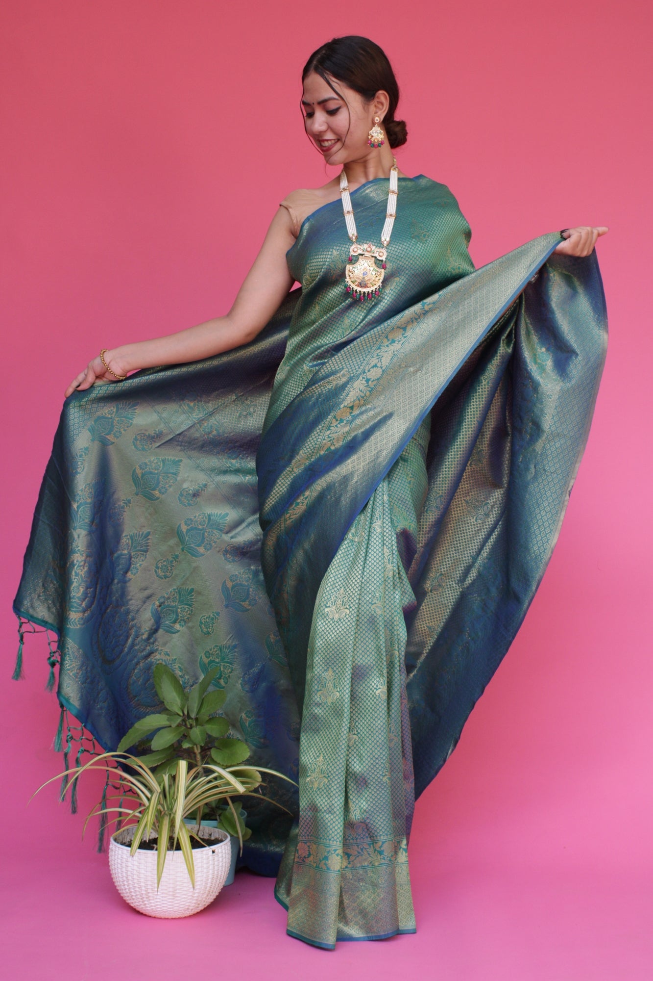 Ready to wear Dhoop Chaanv Zari Woven Banarasi Wrap in 1 minute saree - Isadora Life Online Shopping Store