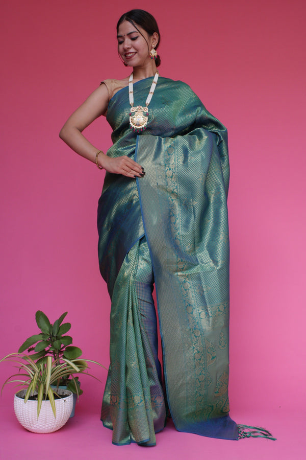 Ready to wear Dhoop Chaanv Zari Woven Banarasi Wrap in 1 minute saree - Isadora Life Online Shopping Store