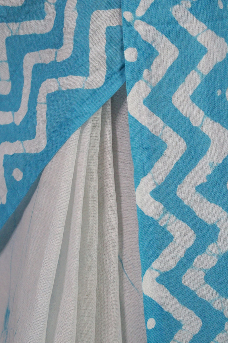 Sky Blue Cotton Handloom Mul mul Wrap in 1 minute saree - Isadora Life Online Shopping Store