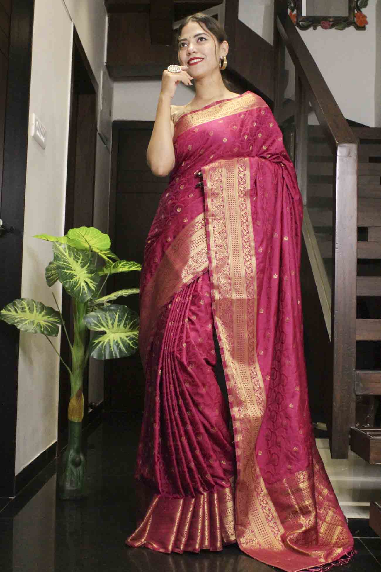Buy Indian Saree Sari Pre-stitched Pre-draped One Minute Party-wear Online  in India - Etsy