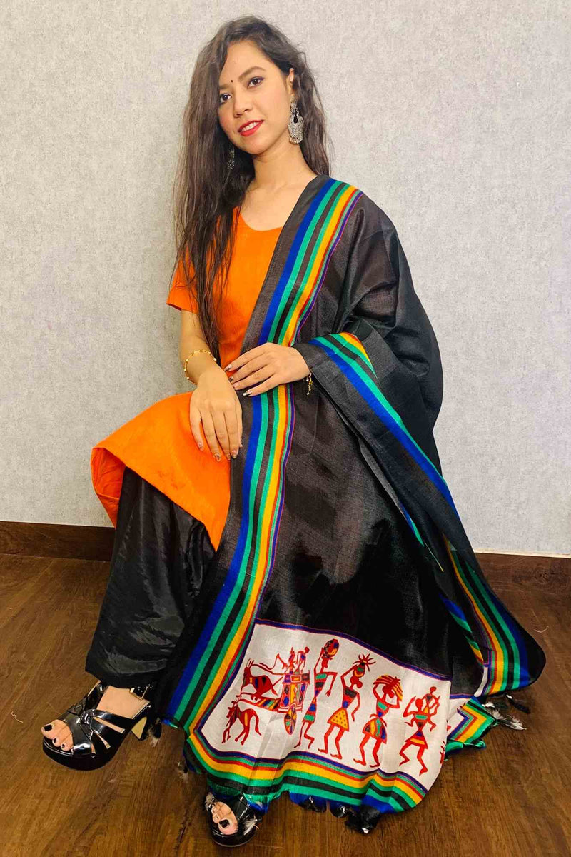 Khadi silk dupatta with readymade salwar kameez - Isadora Life Online Shopping Store