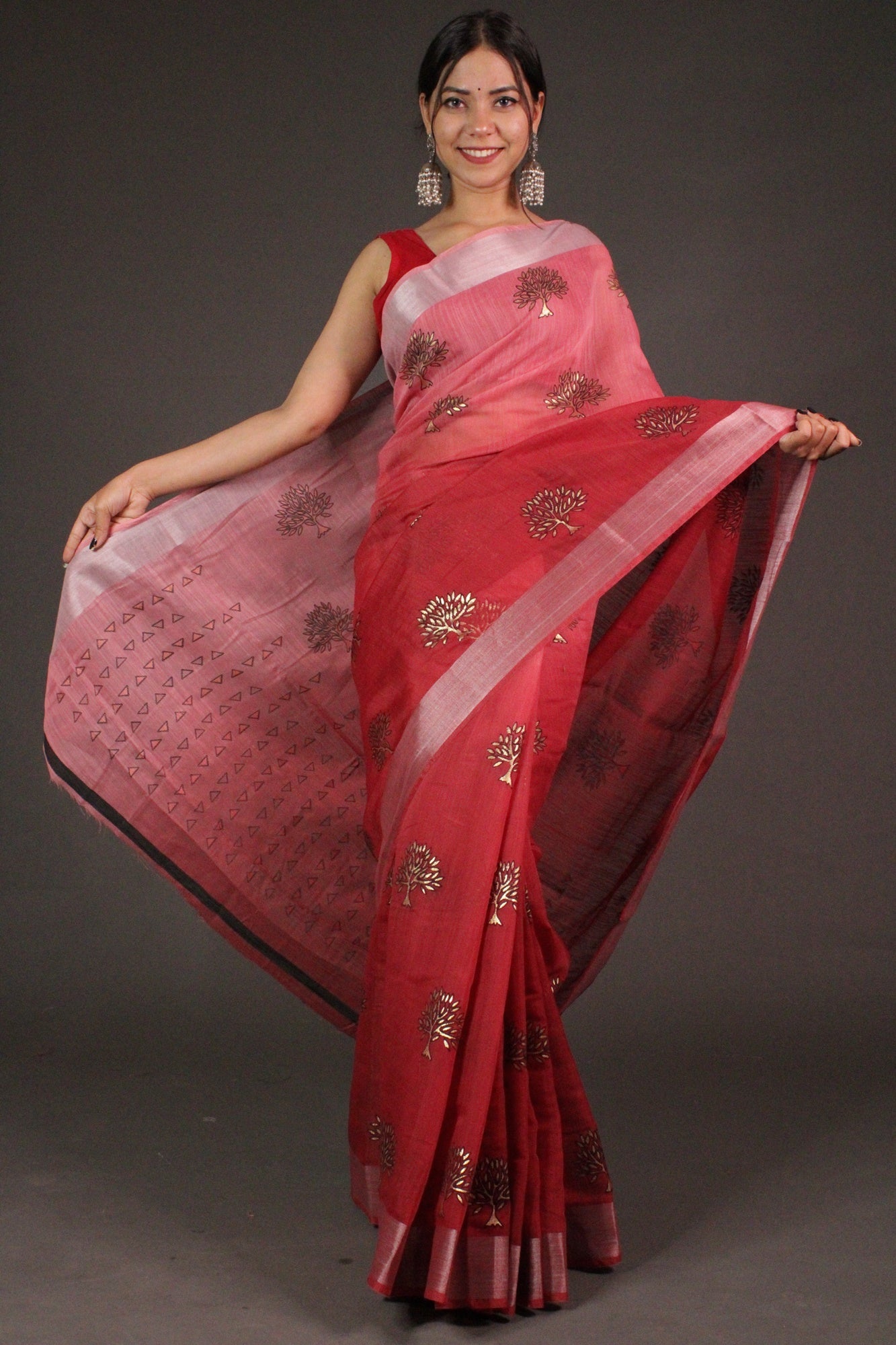 Buy Online Gicha Pure Silk Saree | Handloom Grey Deep Pink Ghicha Saree