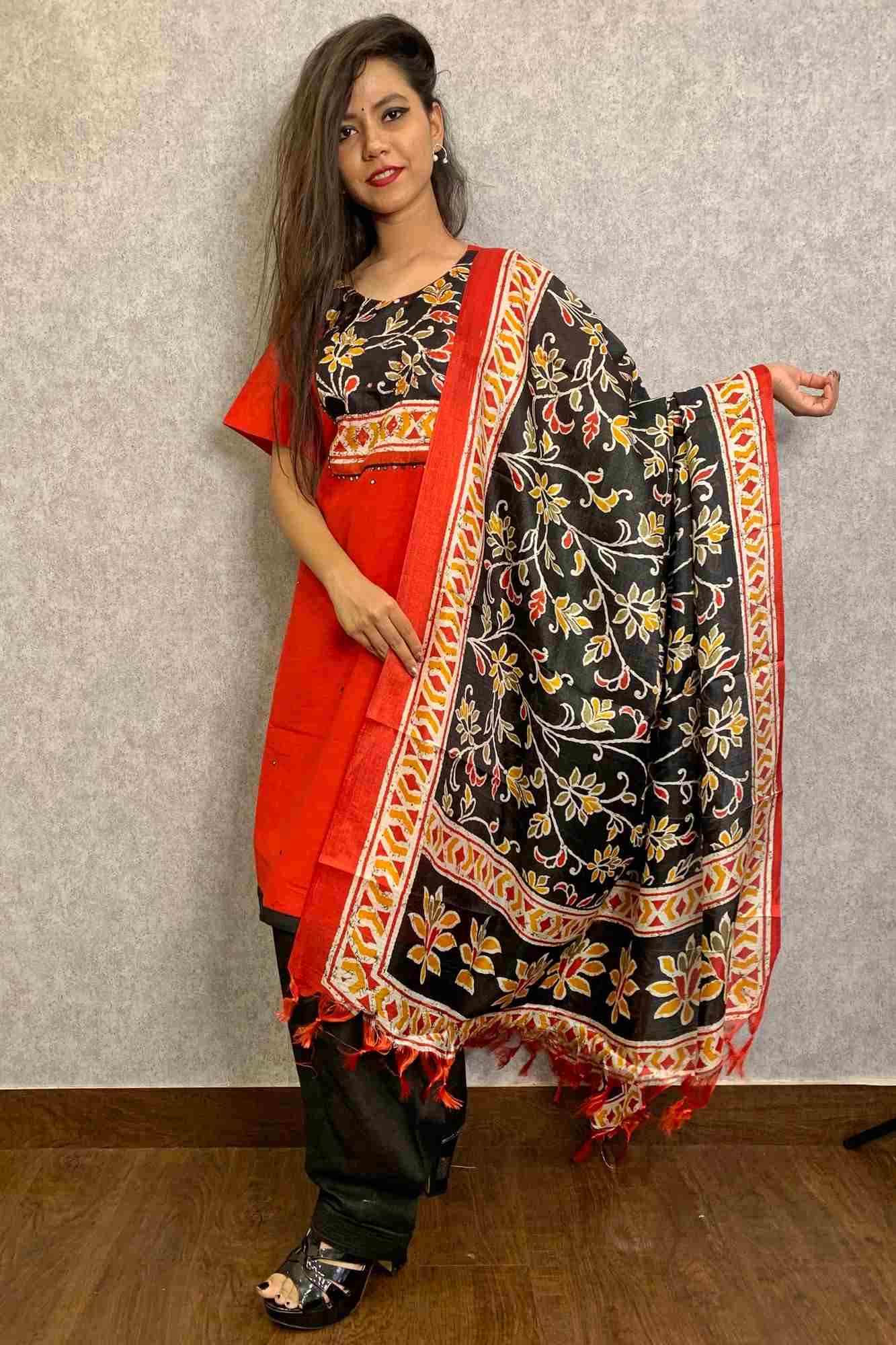 Beautiful red & black salwar kameez with dupatta - Isadora Life Online Shopping Store