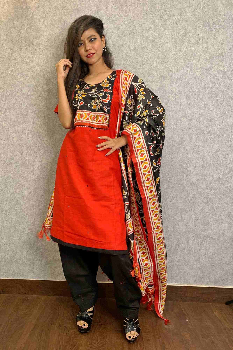 Beautiful red & black salwar kameez with dupatta - Isadora Life Online Shopping Store