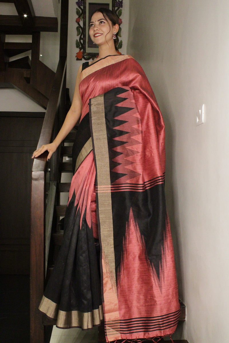 Mauve & Gold-Toned Silk Cotton Banarasi Wrap in 1 minute saree - Isadora Life Online Shopping Store