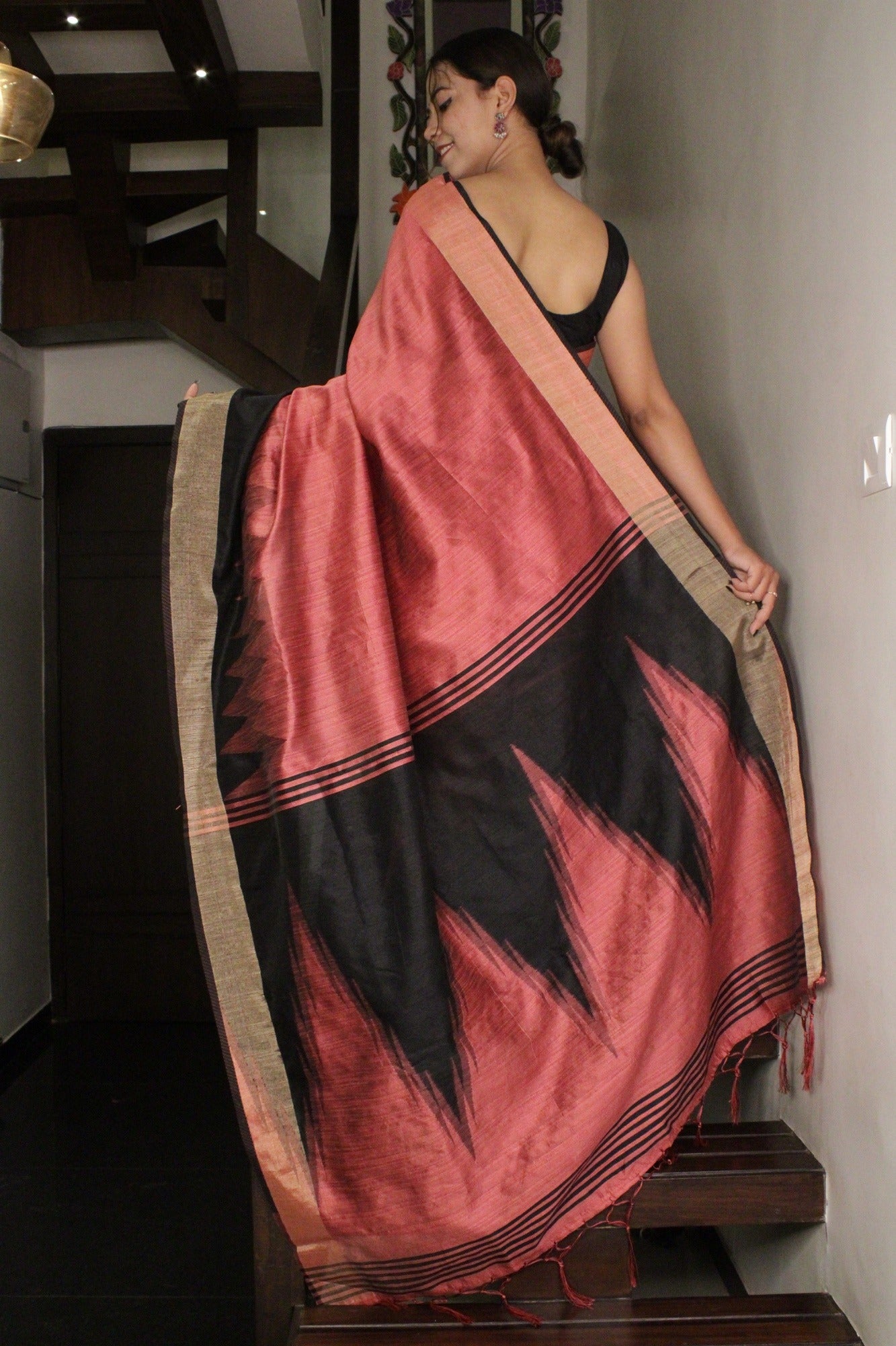 Mauve & Gold-Toned Silk Cotton Banarasi Wrap in 1 minute saree - Isadora Life Online Shopping Store
