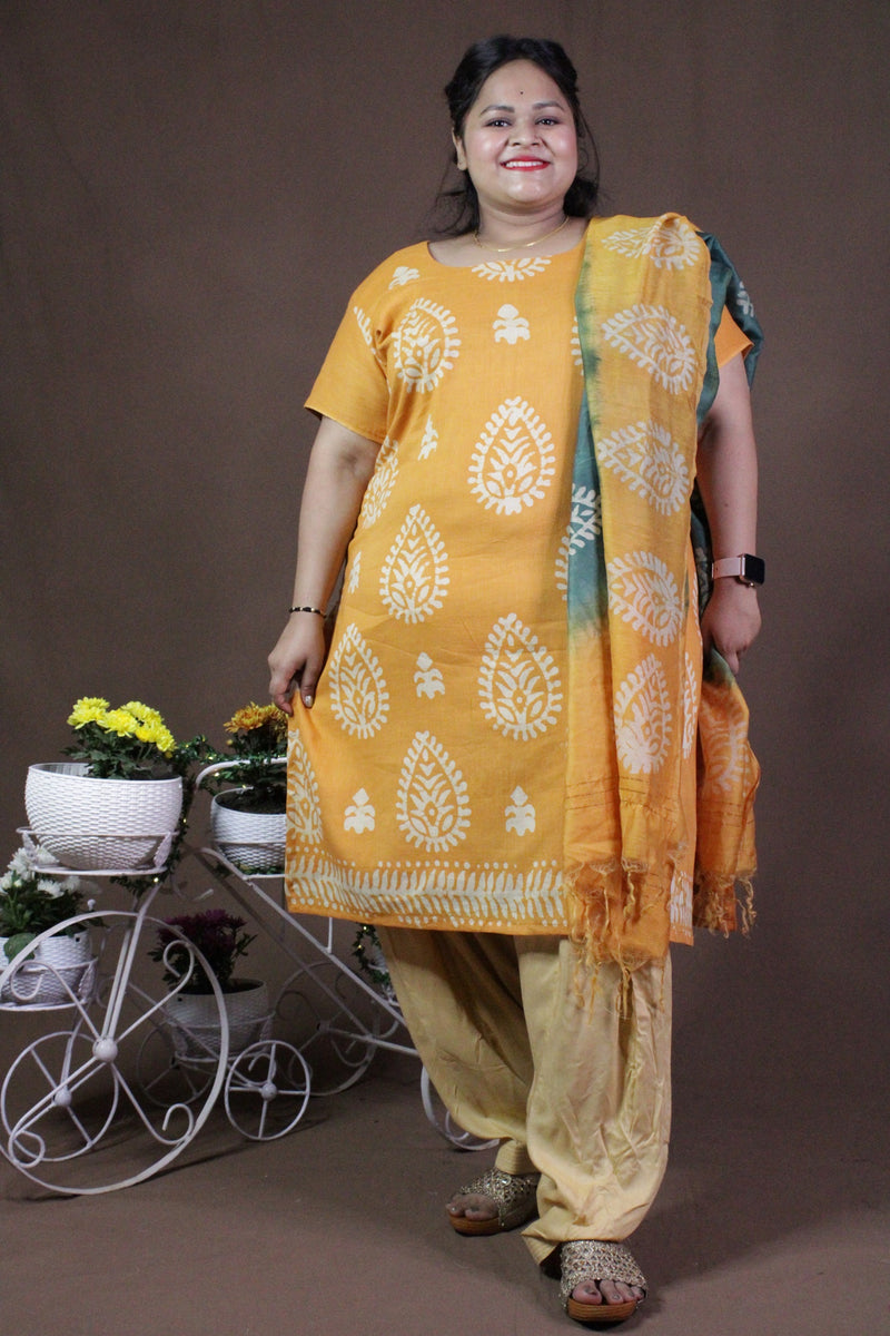 Embellished Orange-Green ready to wear Salwar-Kameez with Dupatta - Isadora Life Online Shopping Store