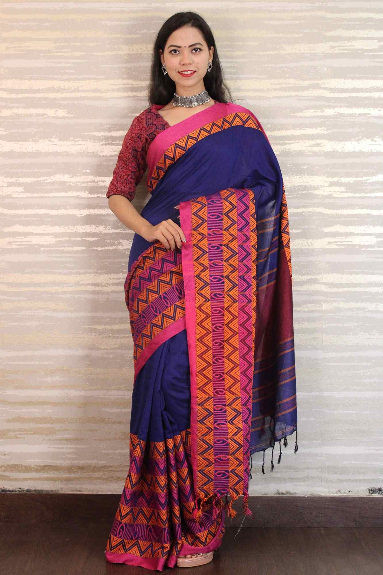 Handloom begampuri khadi cotton with woven all over wrap in 1 minute saree - Isadora Life Online Shopping Store