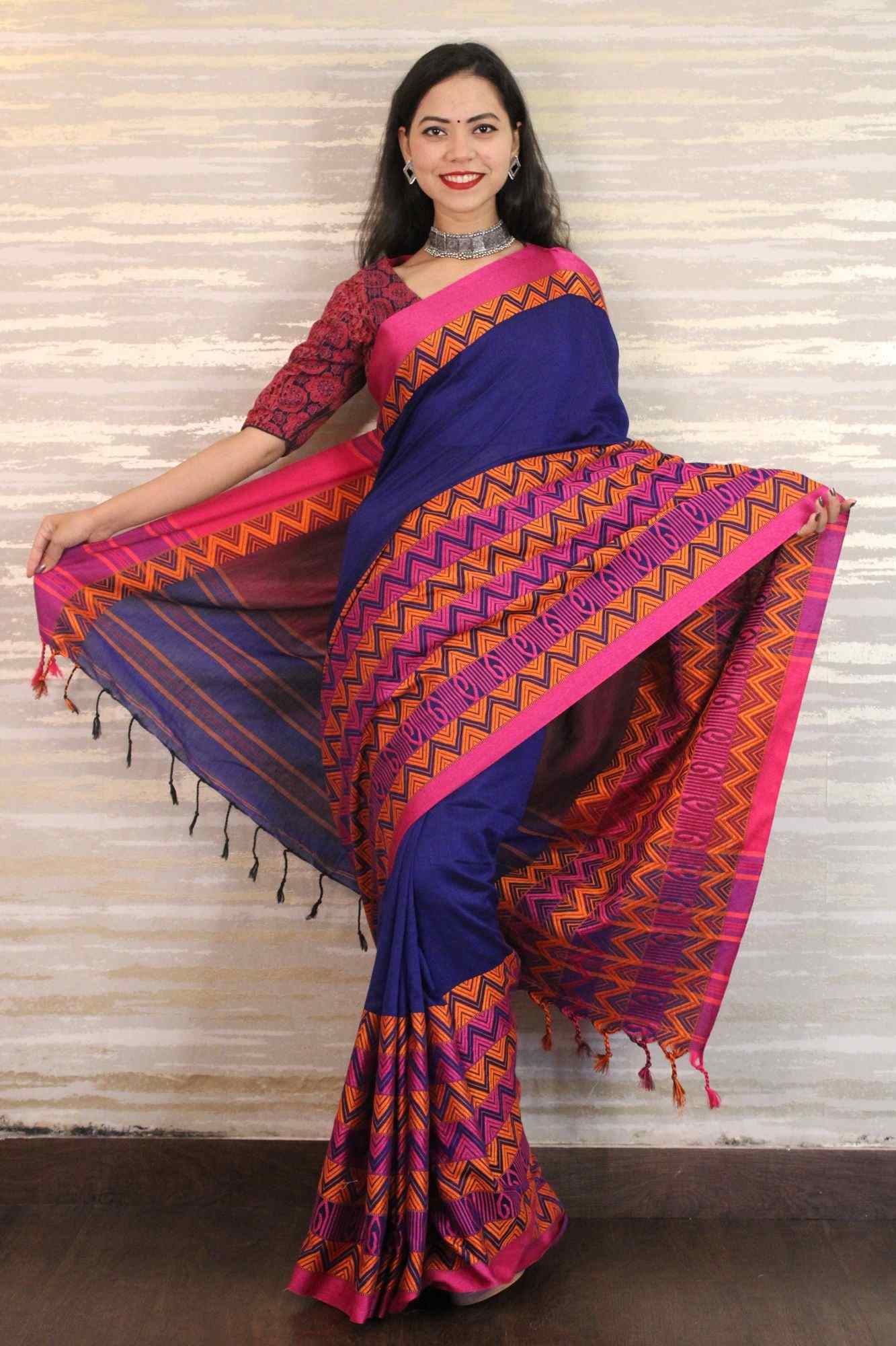 Handloom begampuri khadi cotton with woven all over wrap in 1 minute saree - Isadora Life Online Shopping Store