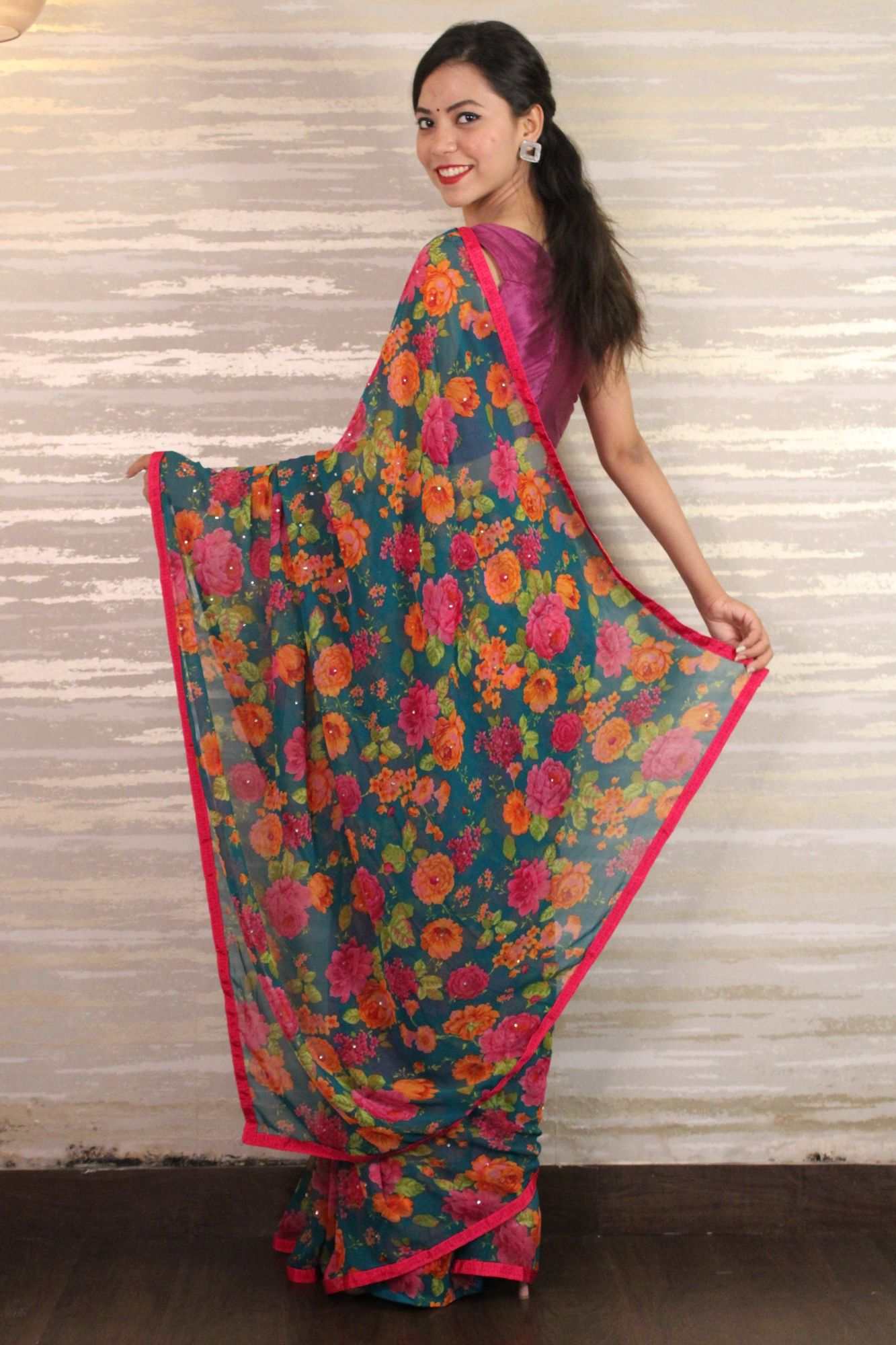 Beautiful classy georgette printedwrap in 1 minute saree - Isadora Life Online Shopping Store