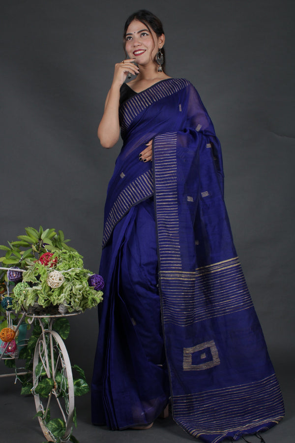 Blue ghicha work allure Wrap in 1 minute saree - Isadora Life Online Shopping Store