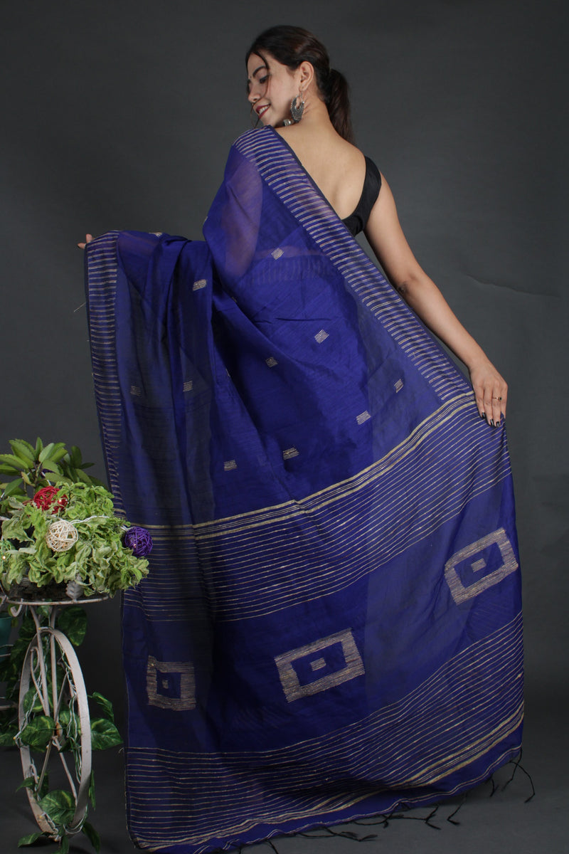 Blue ghicha work allure Wrap in 1 minute saree - Isadora Life Online Shopping Store