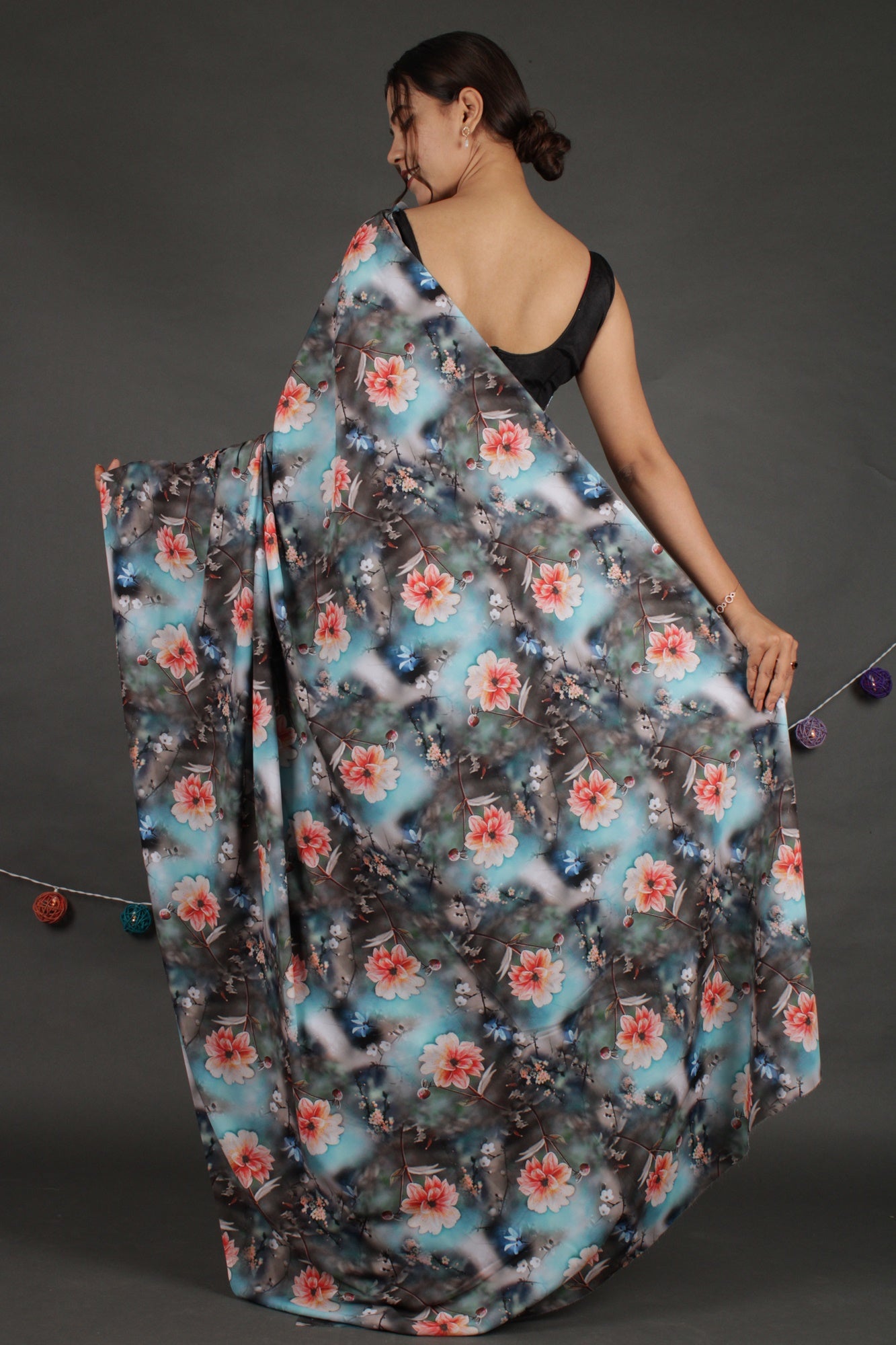 Beautiful Floral Digital Printed Wrap in 1 minute saree - Isadora Life Online Shopping Store