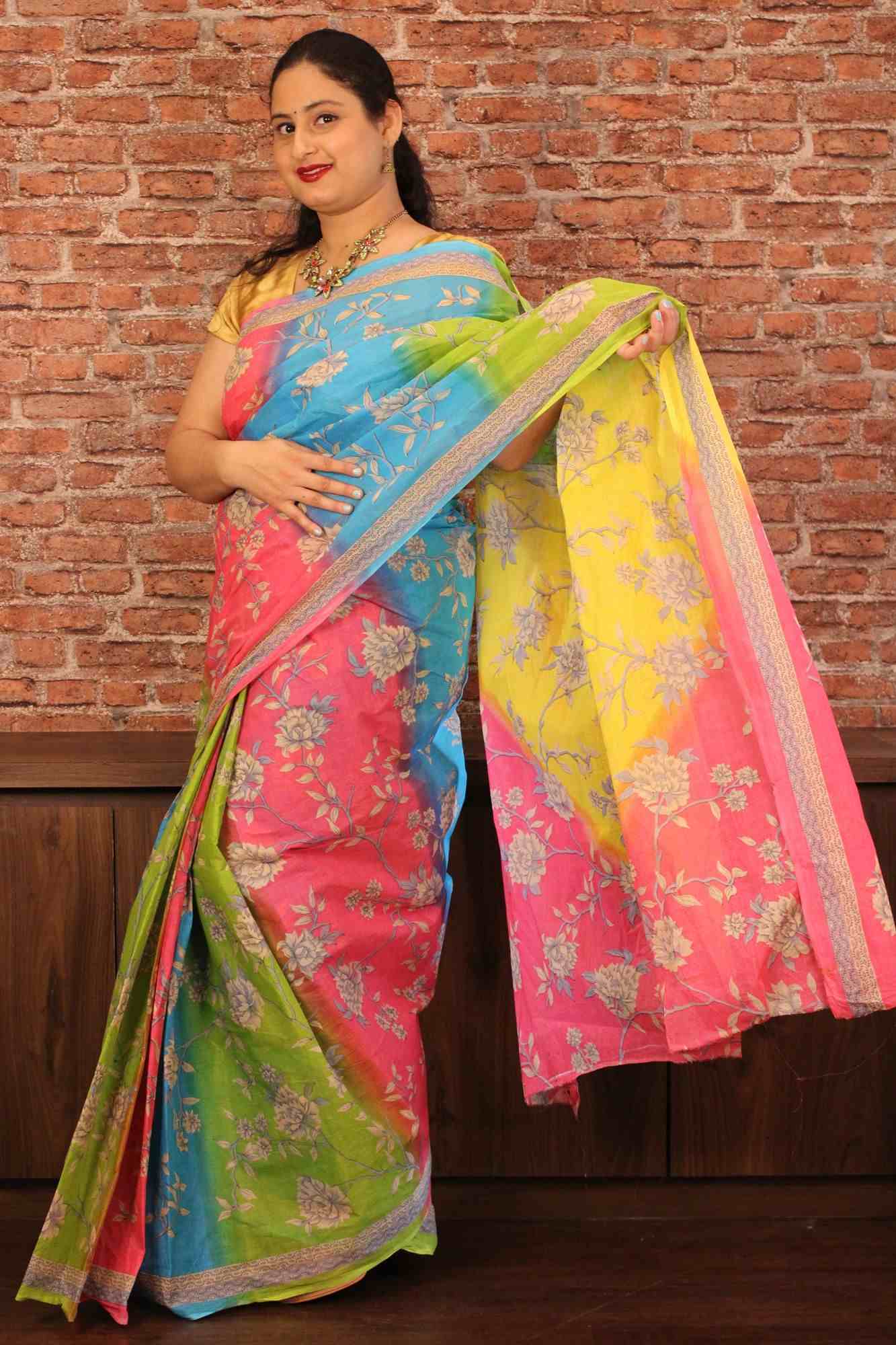 Rainbow colored cotton wrap in 1 minute saree - Isadora Life Online Shopping Store