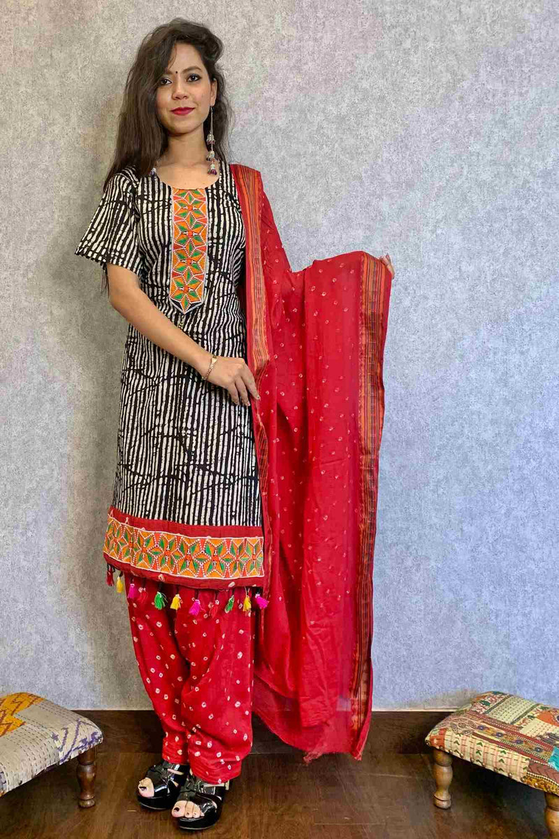 Kutch work cotton silk ready to wear salwar kameez - Isadora Life Online Shopping Store