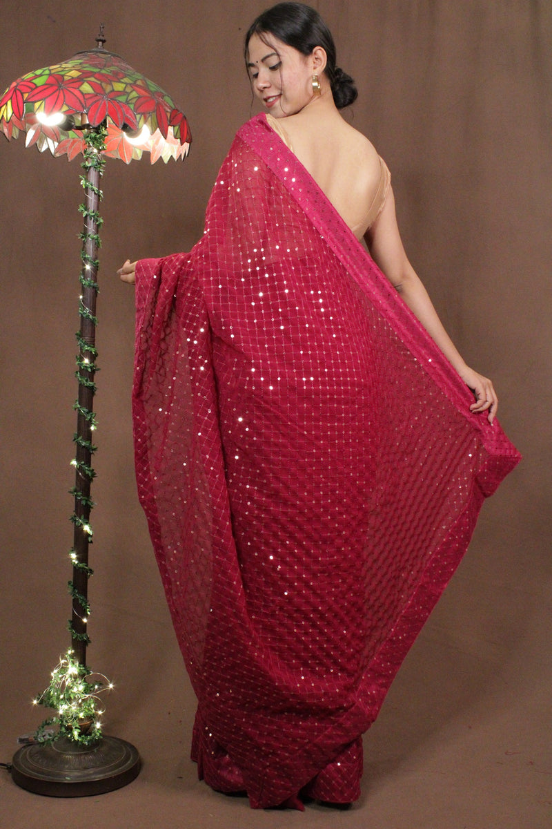 Dark Pink Embellished Sequined Wrap in 1 minute - Isadora Life Online Shopping Store