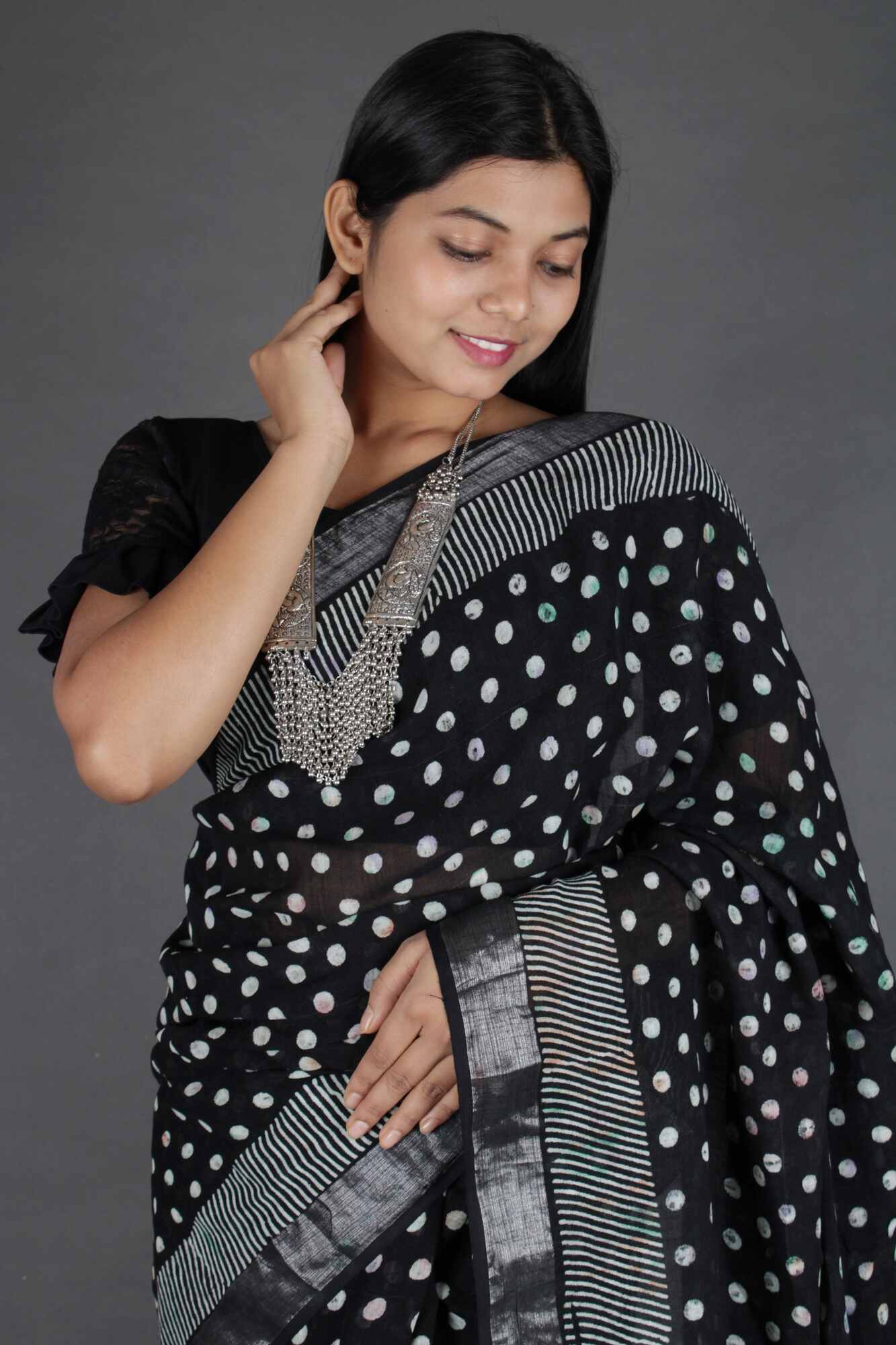 Pink Green Polka Dot Saree : Fun Under The Sun Saree Collection : Fun – Ek  Dori