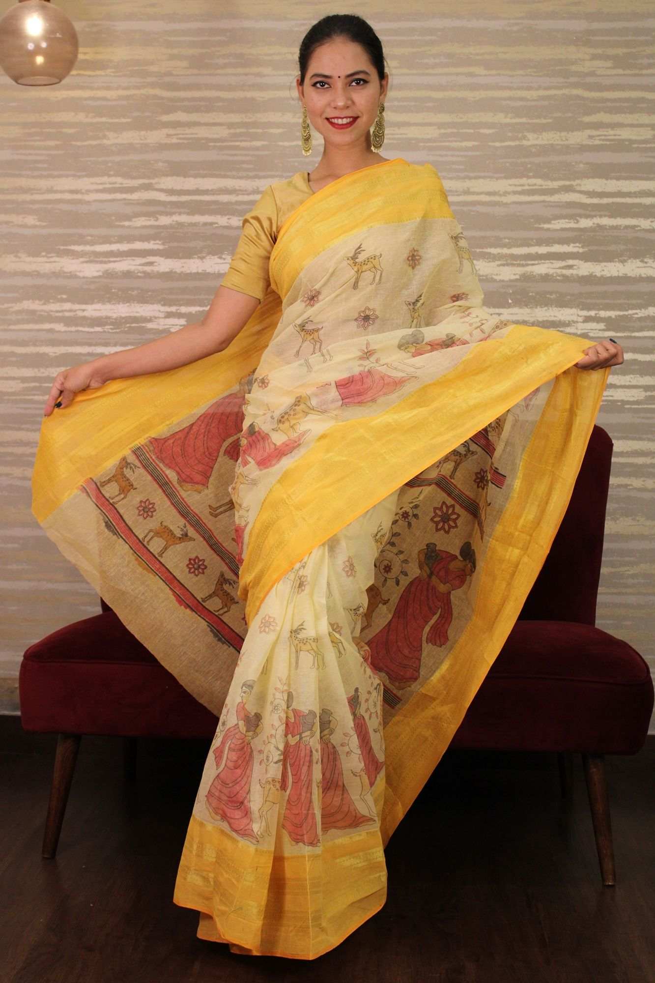 Shakuntala design bengal tant cotton wrap in 1 minute saree - Isadora Life Online Shopping Store