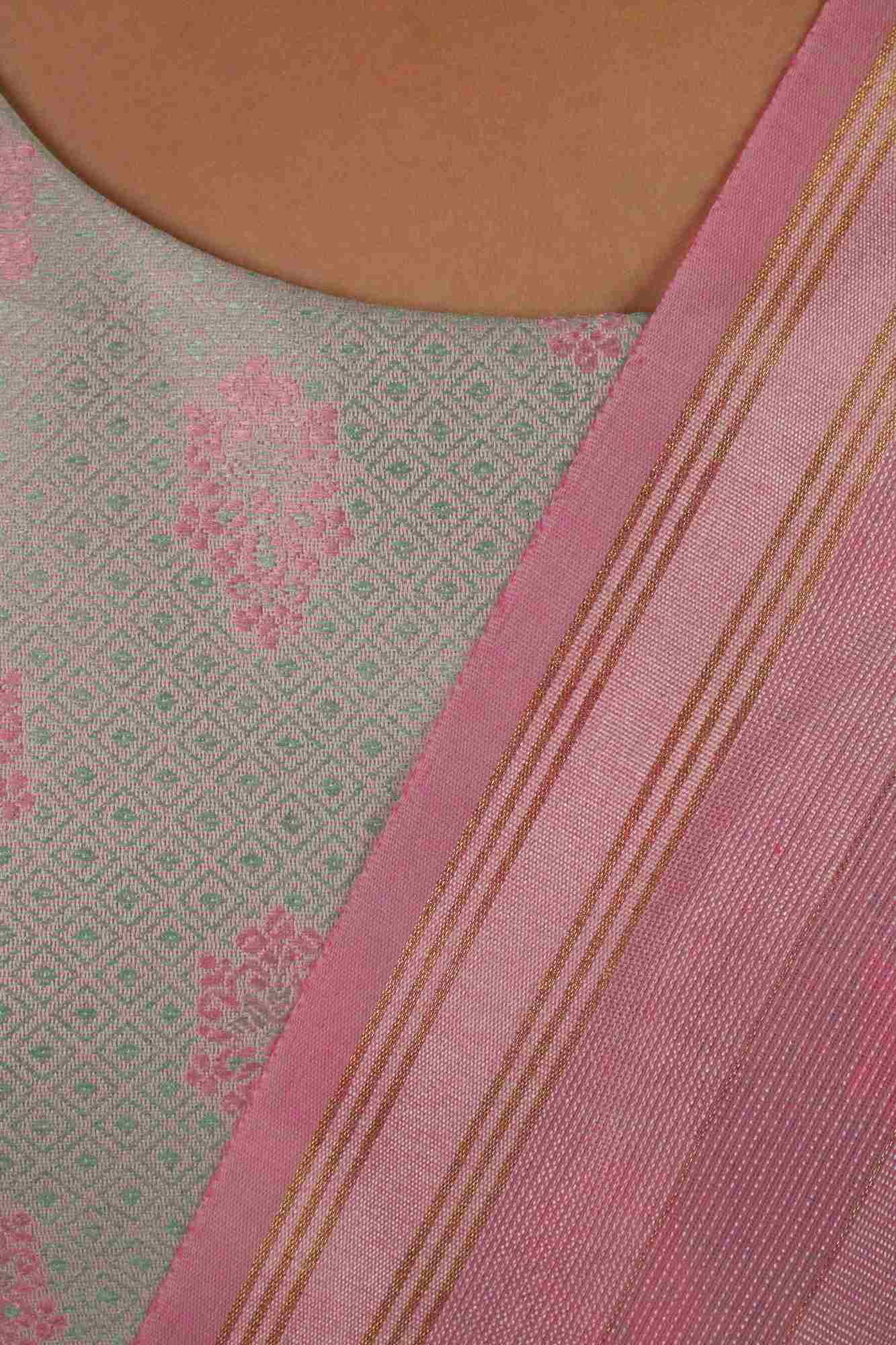 Green-Pink Brocade ready to wear Salwar-Kameez with Dupatta - Isadora Life Online Shopping Store