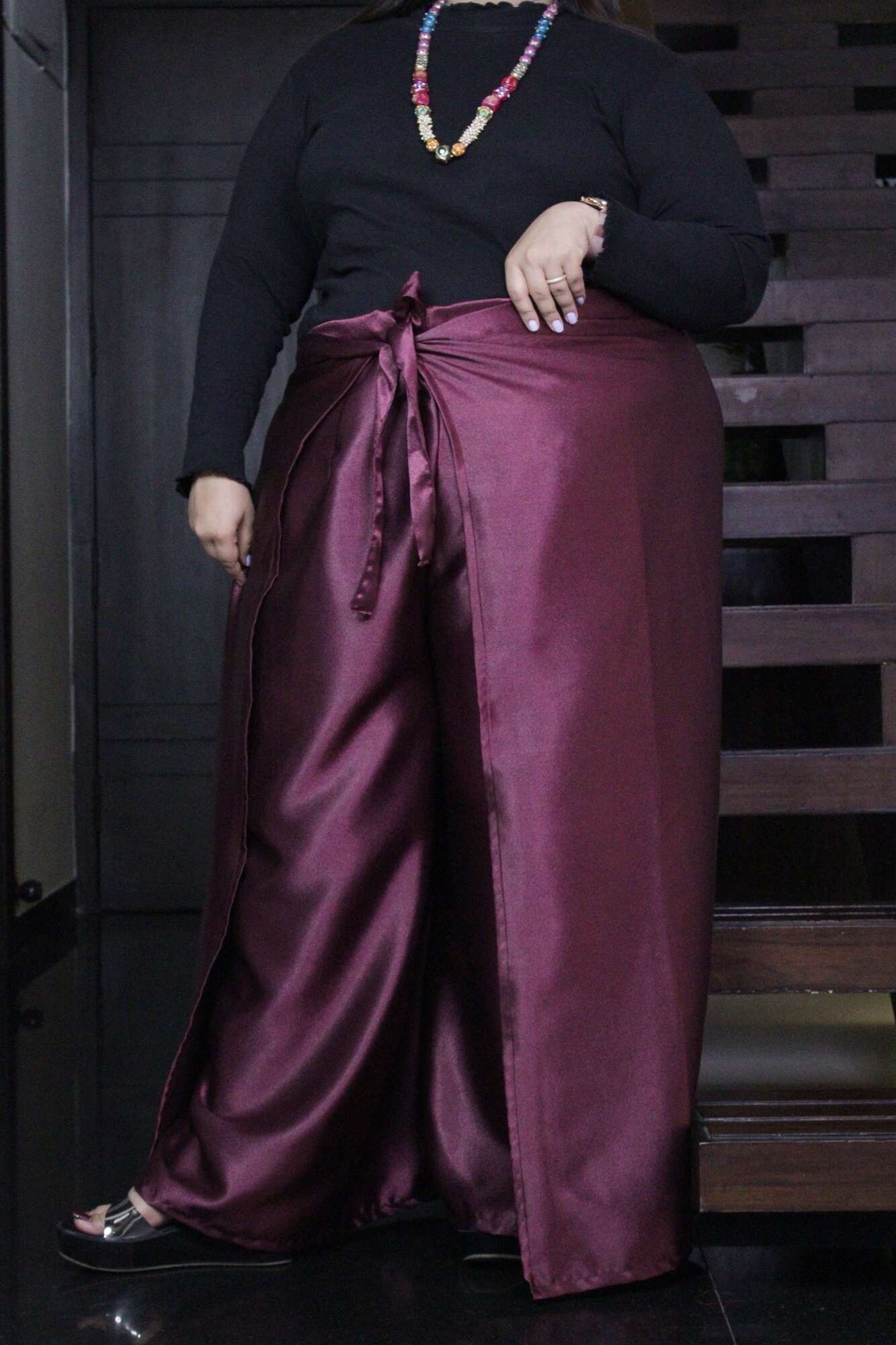 Burgandy Comfortable and Classy Wraparound Skirt Divider - Isadora Life Online Shopping Store