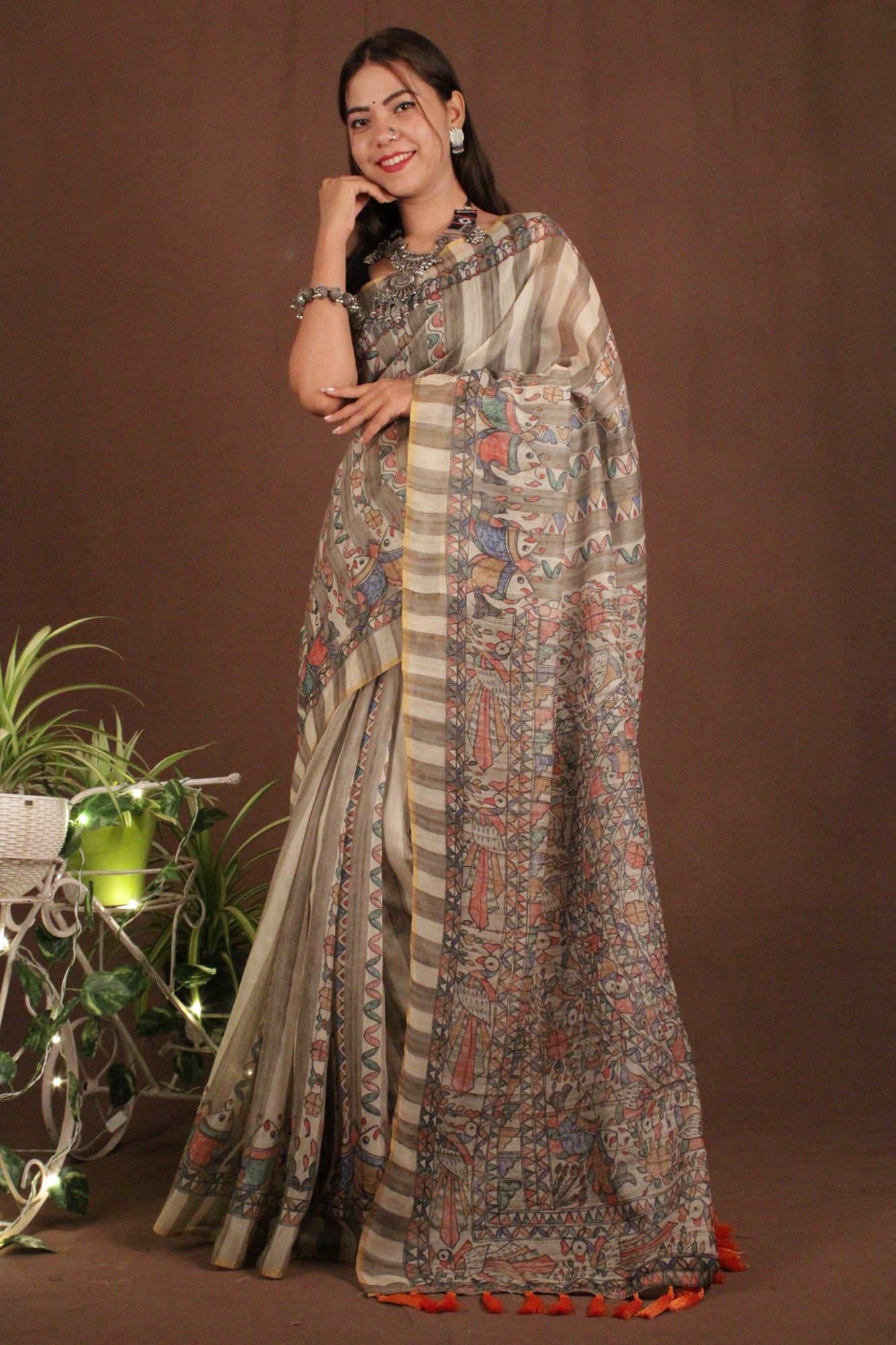Multicolor Kalamkari Chanderi Cotton Silk Digital Printed Wrap in 1 minute saree with Tassels - Isadora Life Online Shopping Store
