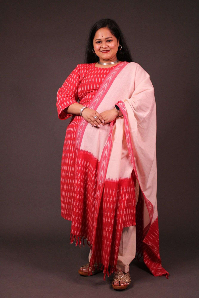 Ikkat handloom cotton readymade kurta with salwar and dupatta - Isadora Life Online Shopping Store