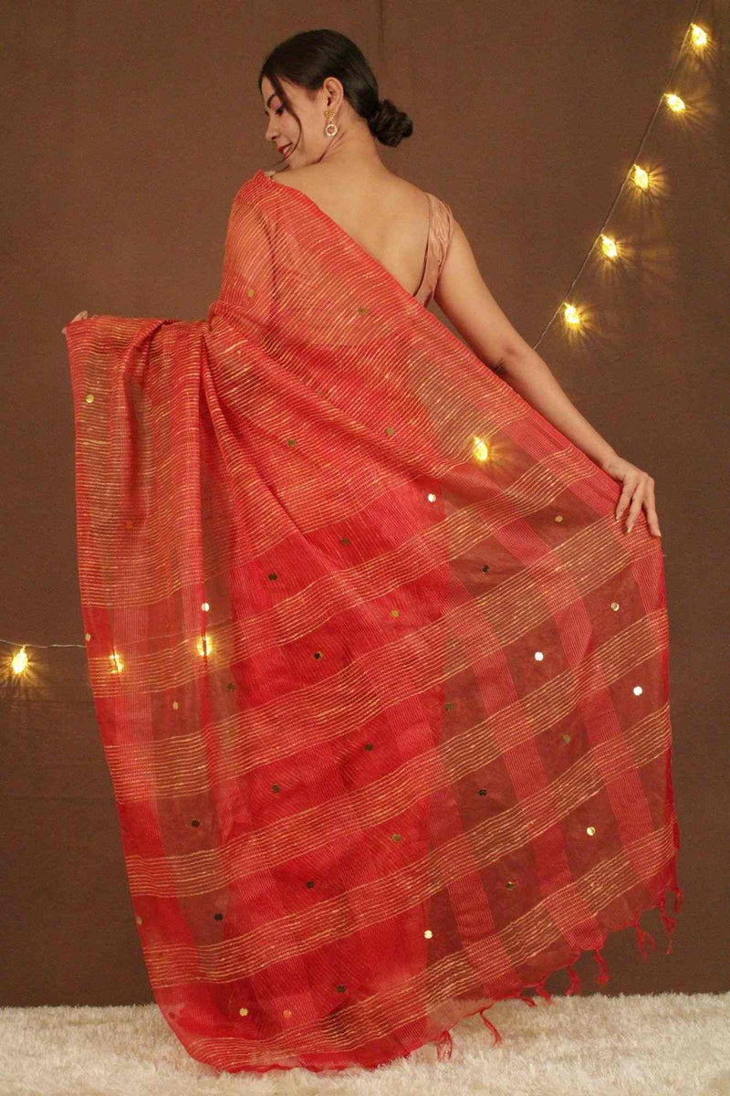 Bhagalpuri Art Silk Kota Ghicha with tassels & sequin woven in pallu wrap in 1 minute saree - Isadora Life Online Shopping Store