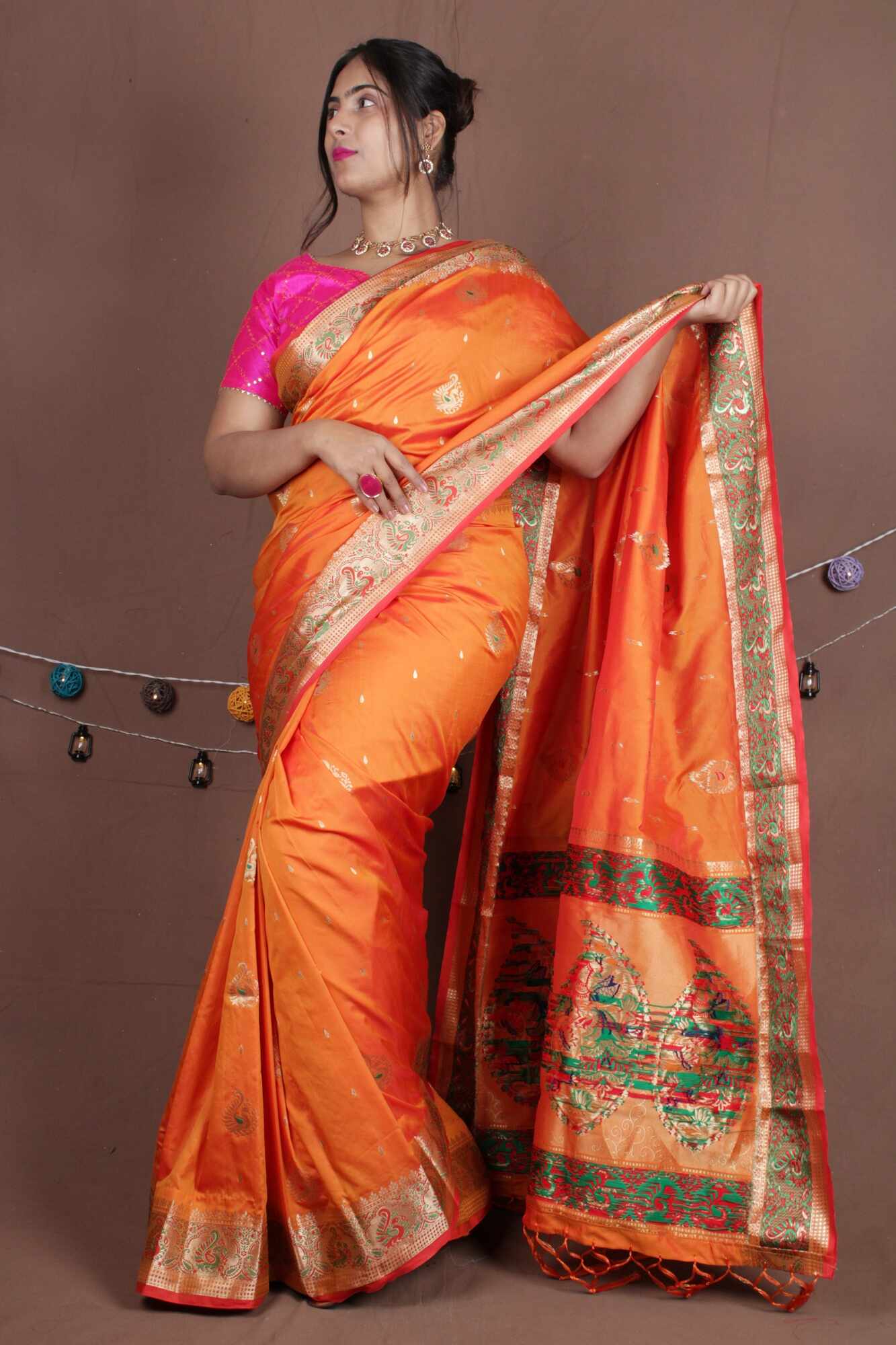 Wedding wear Paithani Border Prestitched Wrap in 1 Minute Saree with ornate pallu - Isadora Life Online Shopping Store